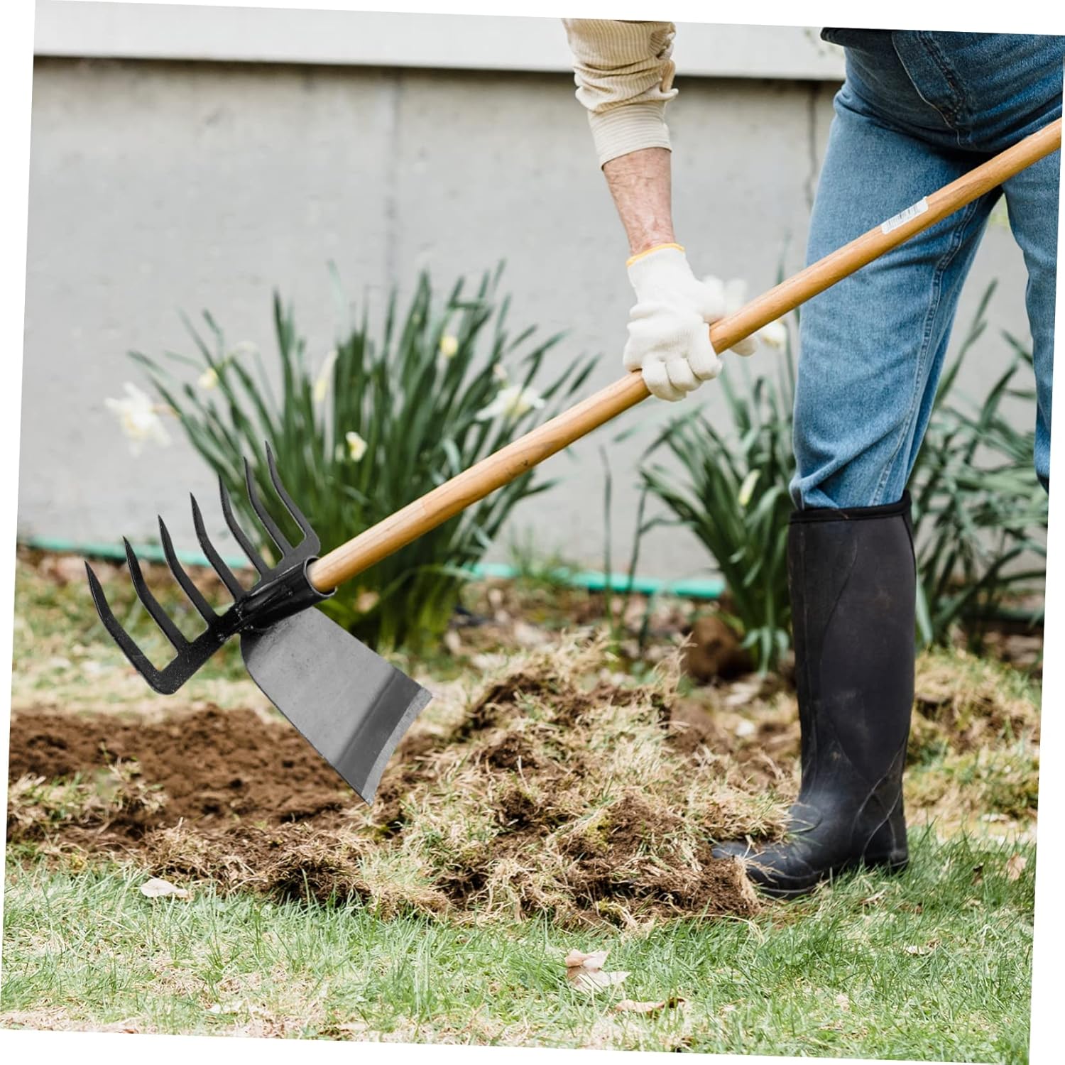 HANABASS Garden Hoe with Rake Durable Gardening Tool for Efficient Weeding and Soil Loosening Versatile Heavy Duty Design for Home and Garden Use
