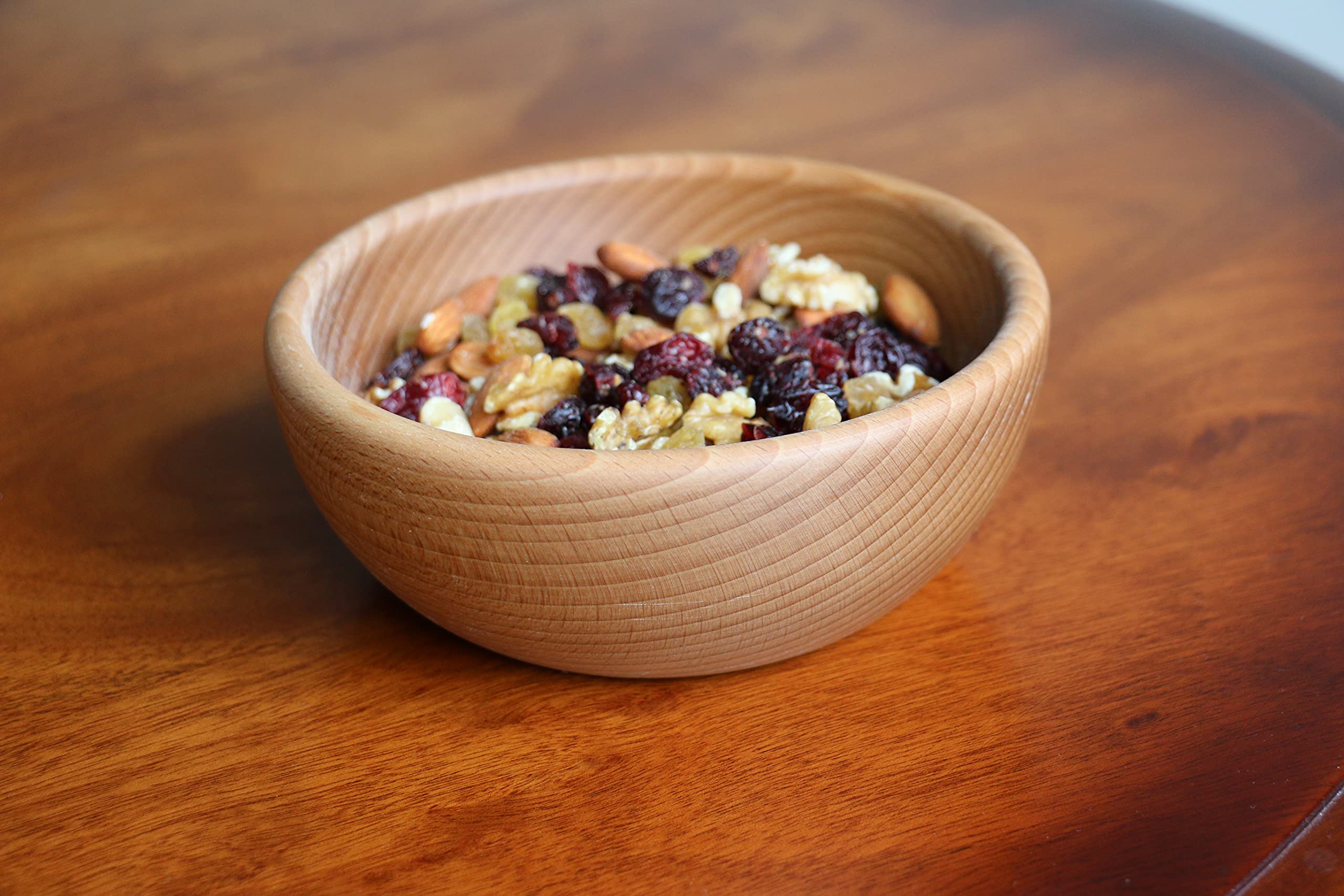 EFO Bol De Service En Bois Naturel 14 Cm - Bol à Fruits, Salade, Snacks - Rustique Et Élégant - Bois De Hêtre Européen
