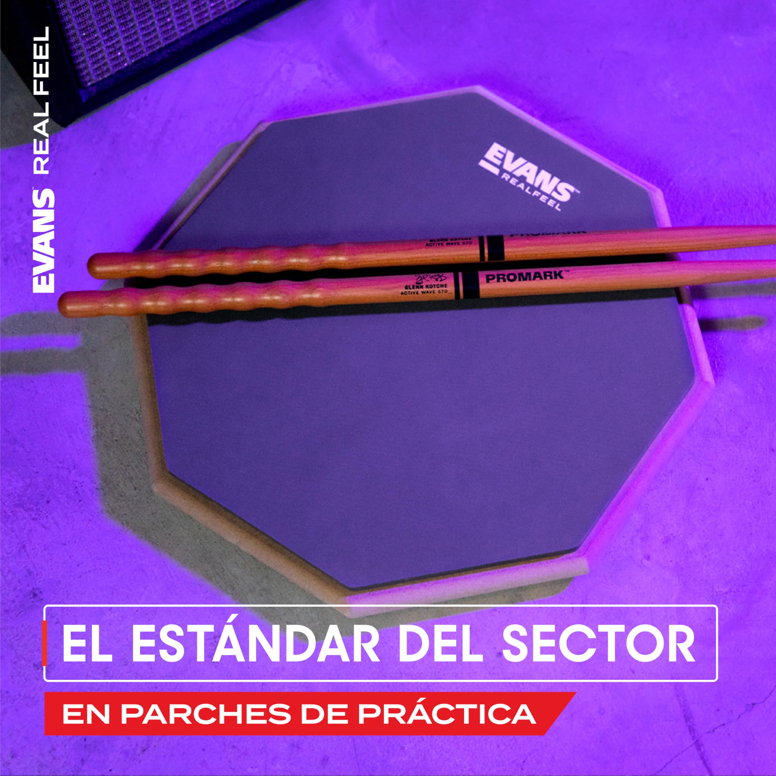 Evans RealFeel Drum Pad - Parche de Práctica para Batería - Goma de mascar, una cara, 12 pulgadas