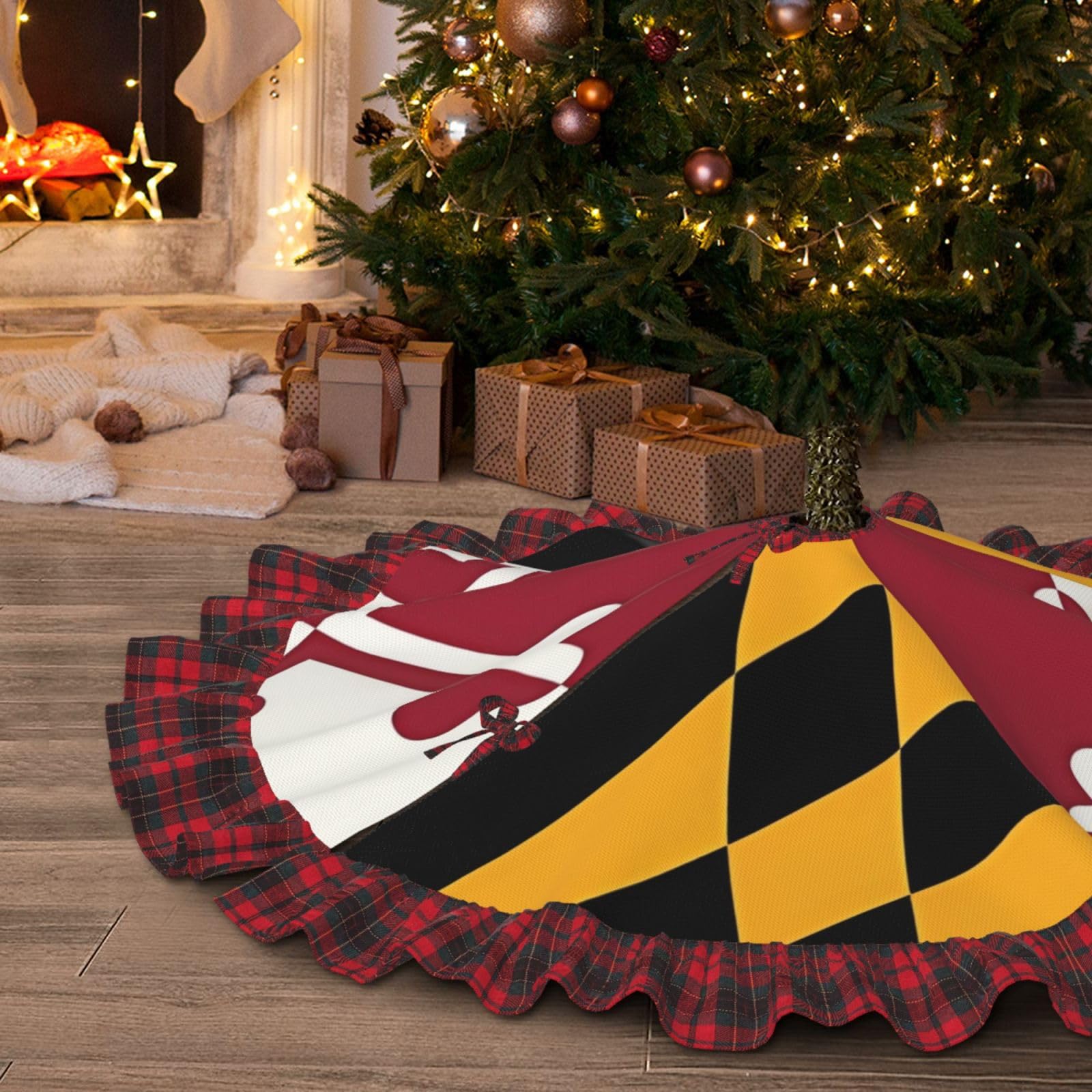 Jupe de sapin de Noël pour décoration rustique et chaleureuse