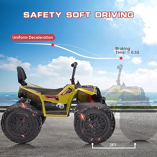 Miniatura 2 de GAOMON Vehículo ATV para niños, 24 V, vehículo eléctrico cuádruple de juguete 4WD, motor potente de 4 x 80 W, con batería grande de 7 AHx2, mango de