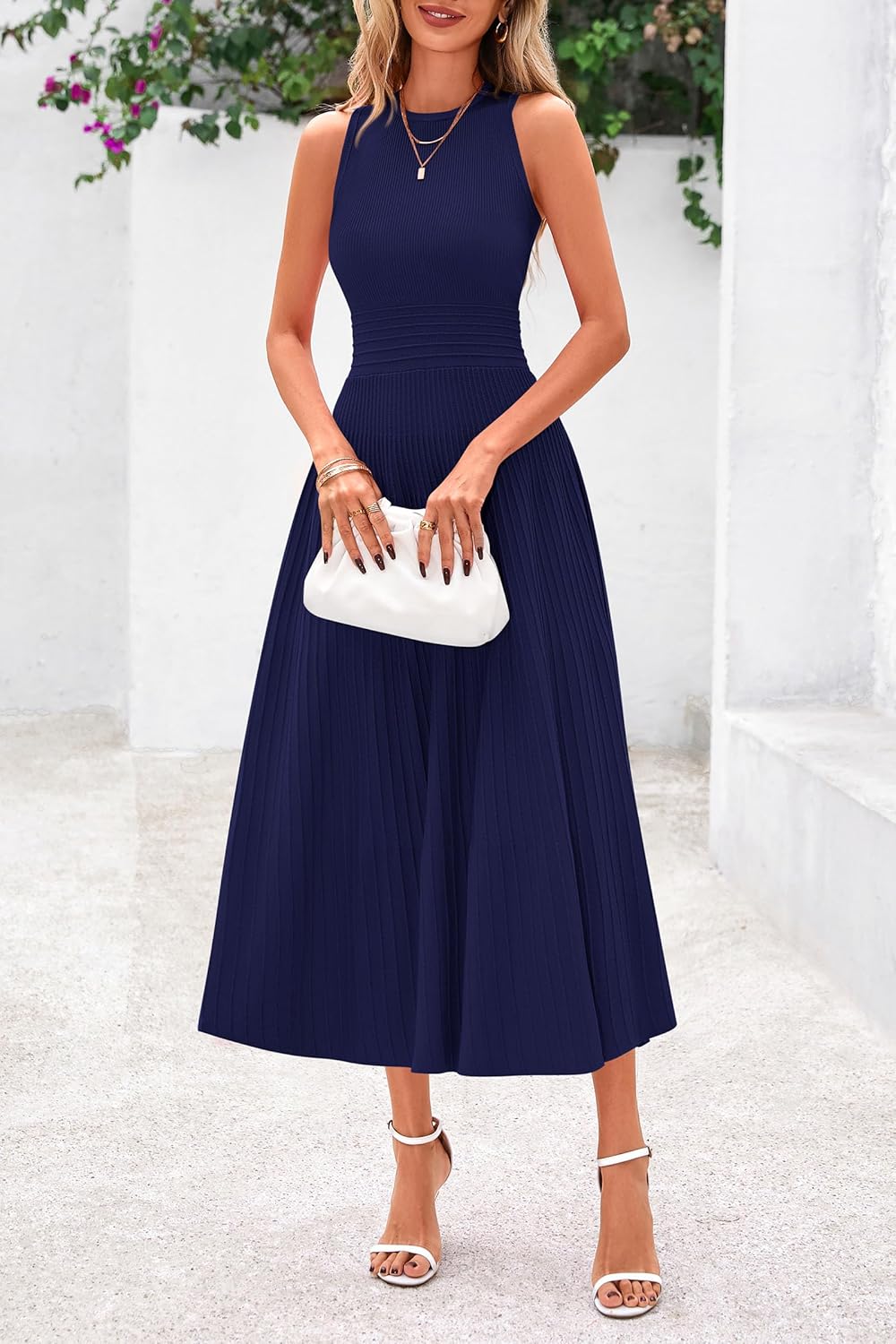 PRETTYGARDEN Spring Casual Dresses for Women 2026 Summer Business Work Midi Sleeveless A Line Pleated Cocktail Dress - Image 7