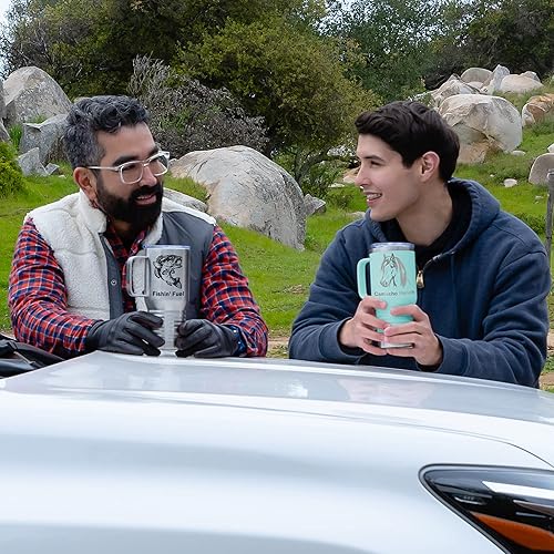 Vista 104 de LaserGram 15oz Vacuum Insulated Coffee Mug, Ankh, Personalized Engraving Included (Orange)