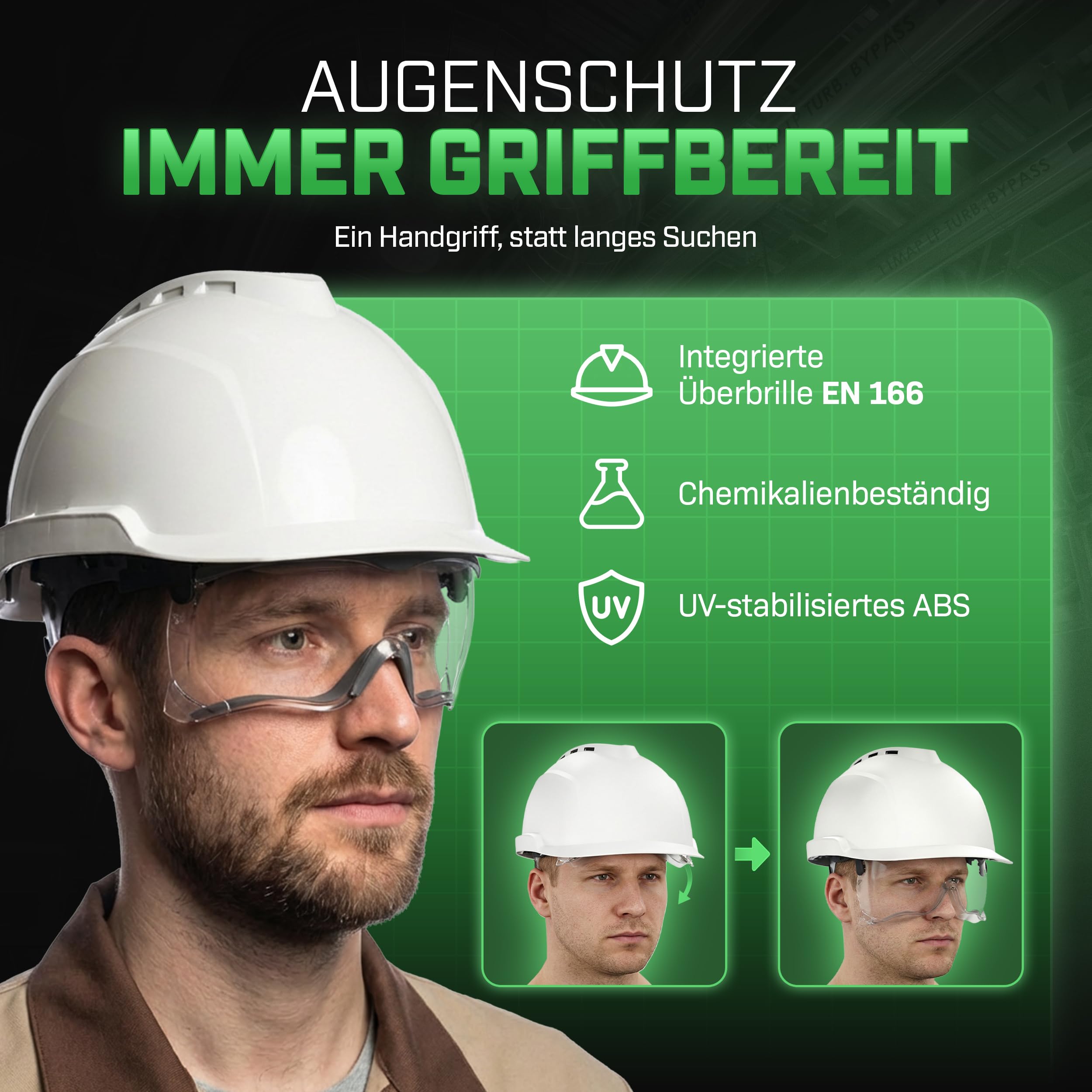 MSA V-Gard 930 - Casco protettivo con ventilazione e visiera per cantieri e industriali, a norma DIN EN 397 per il lavoro