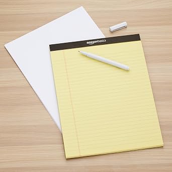 Amazon Basics Multipurpose Copy Printer Paper, 8.5 x 11, 20 lb, 10 Reams, 5000 Sheets, 92 Bright, White | Amazon Basics Wide Ruled Lined Writing Note Pad, 8.5 inch x 11.75 inch, Canary, 600 Sheets ( 12 Pack of 50 )