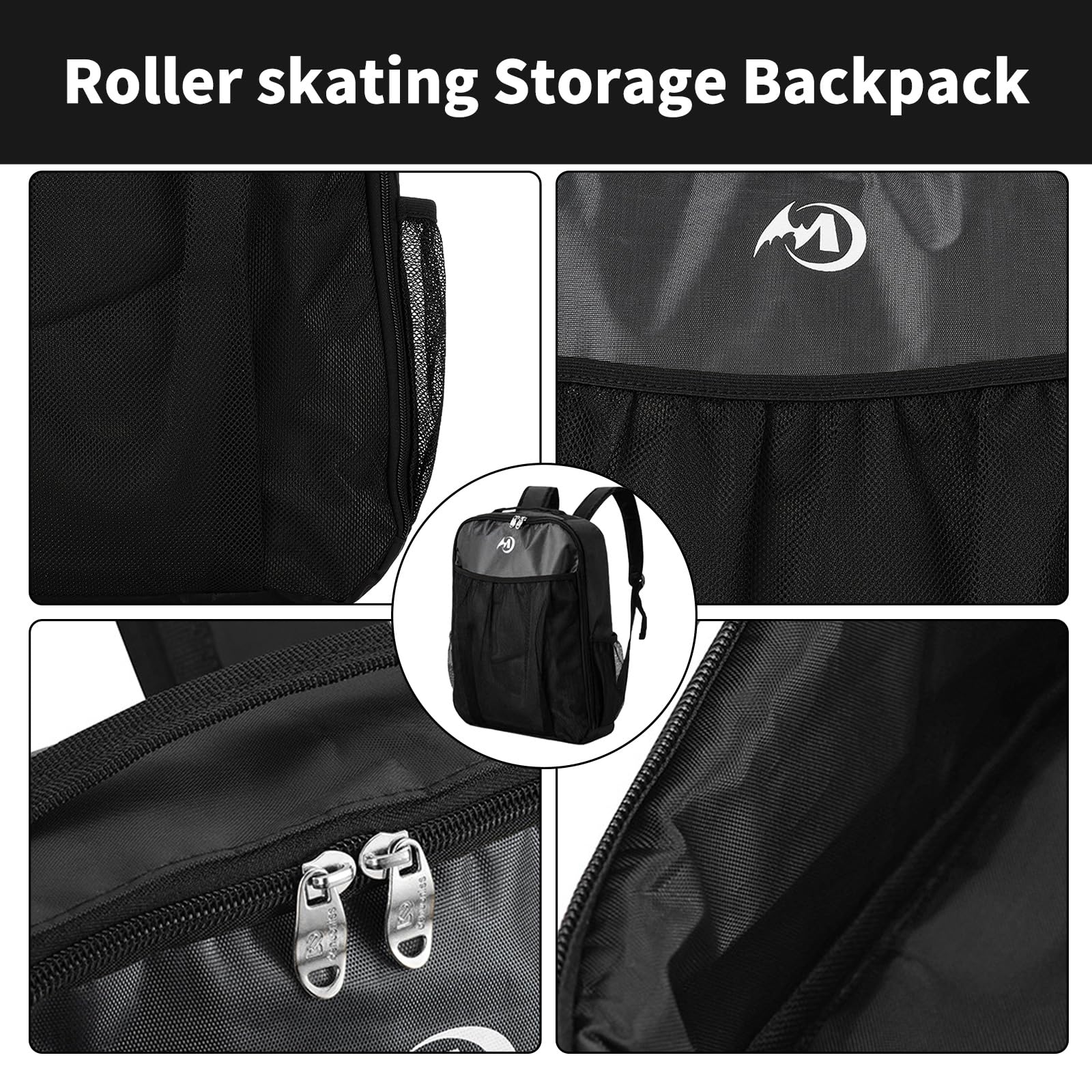 Fadcaer Sac de Transport Respirant pour Patins à Roulettes, Roues Alignées et Glace - Unisexe pour Enfants et Adultes