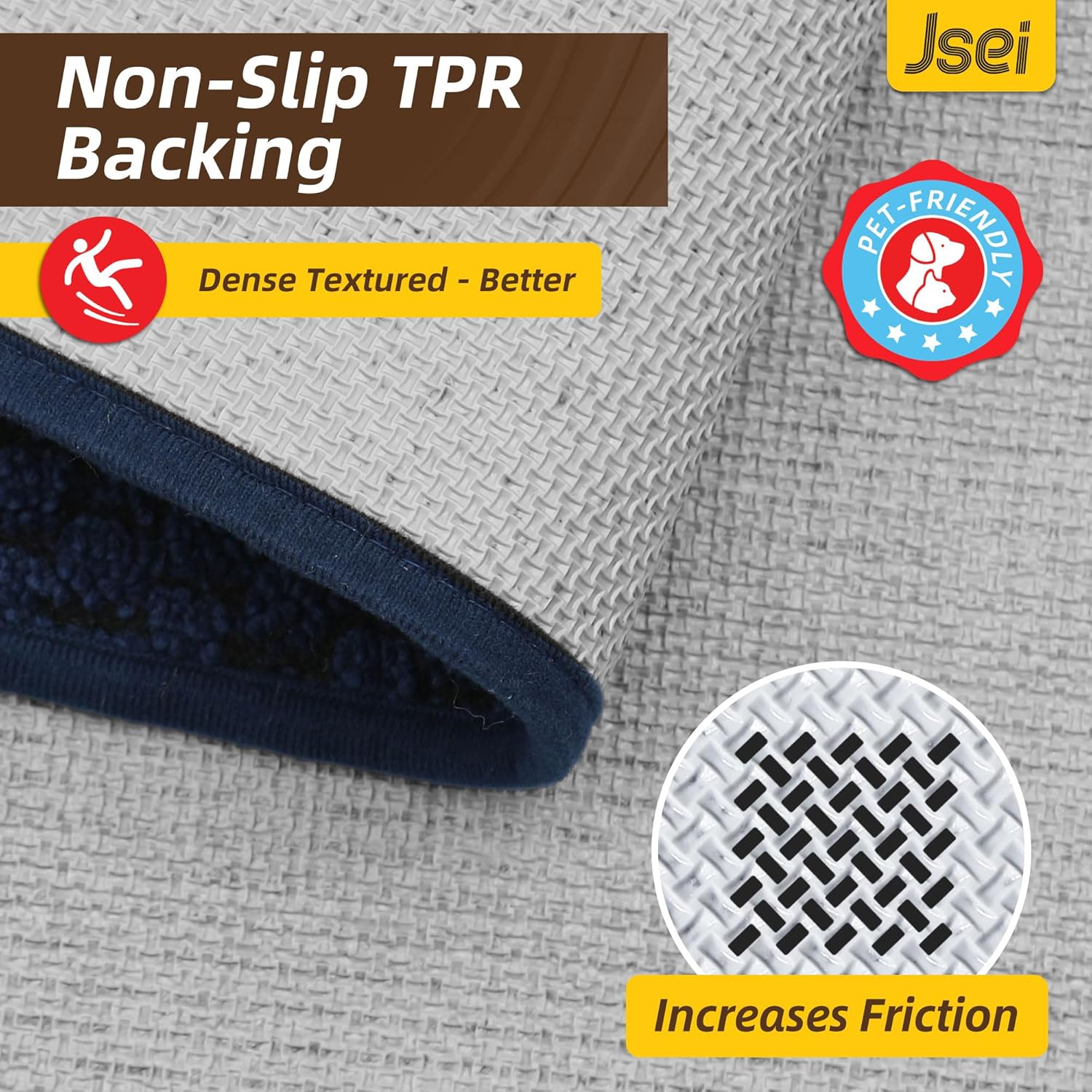 JSEI Dirt Trapper Door Mat 20"x32", Non-Slip Entryway Rugs Doormat Indoor, Washable Absorbent and Stain Resist Welcome Floor Mat for Front Door, Dog Door Mat, Dirty Wet Shoes & Paws, Blue
