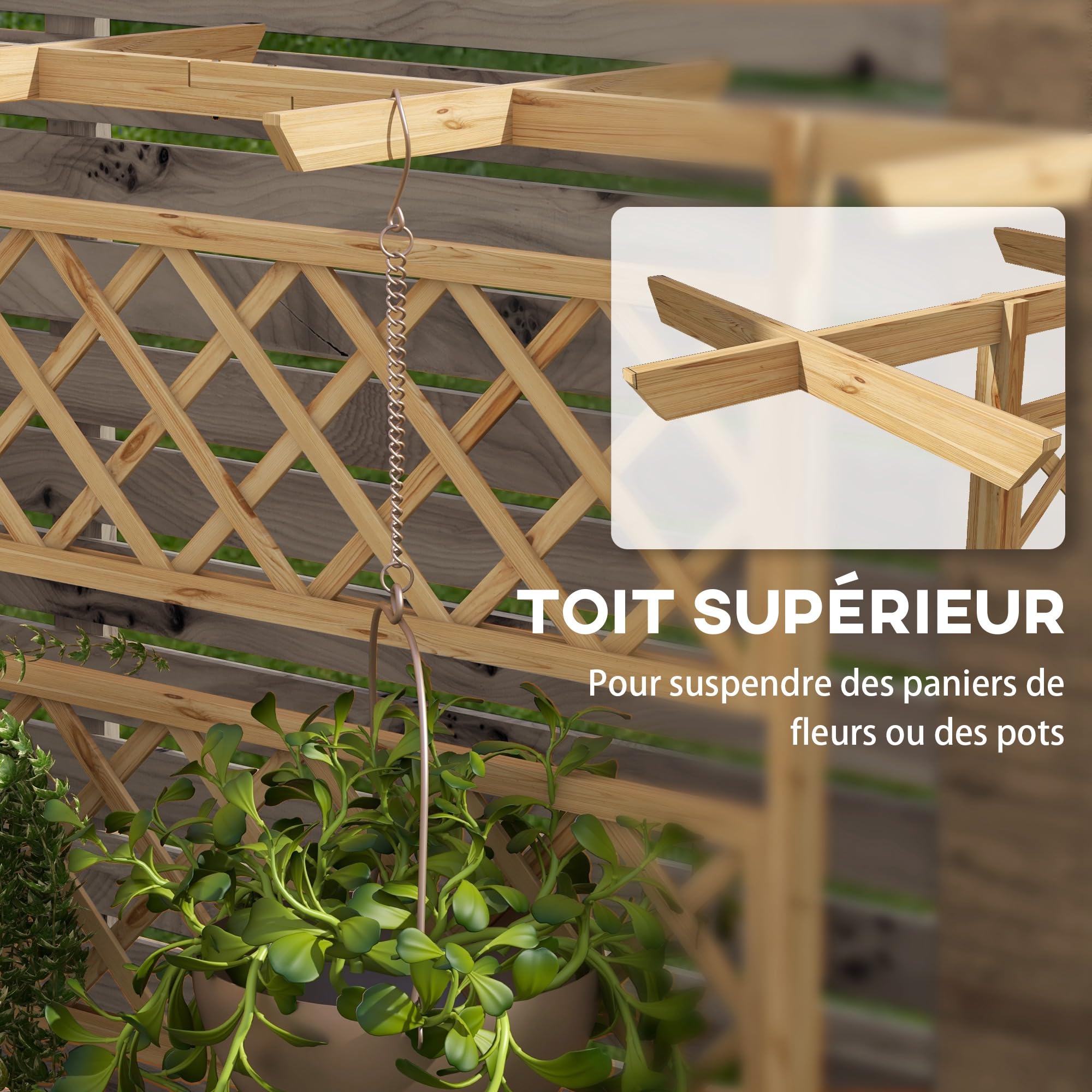 Outsunny bloembak, plantenbak met 2 plantplekken, ideaal voor groenten
