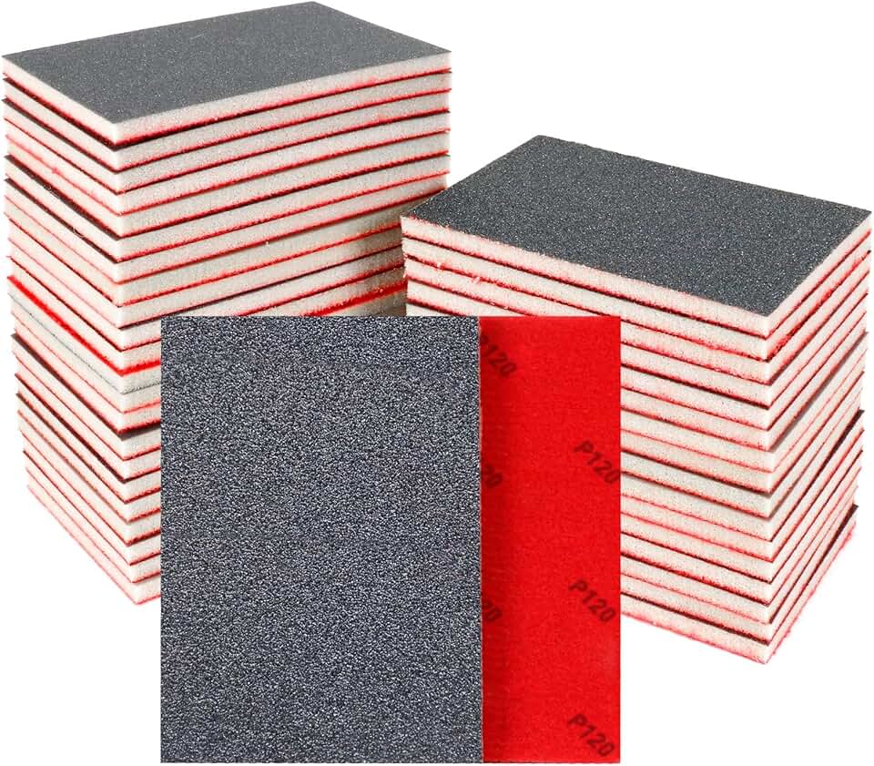 24 Pcs Sanding Sponge 80-3000 Grit Sandpaper Assortment, Washable & Reusable Sanding Blocks for Wood, Metal, Drywall, Glazing, Wet