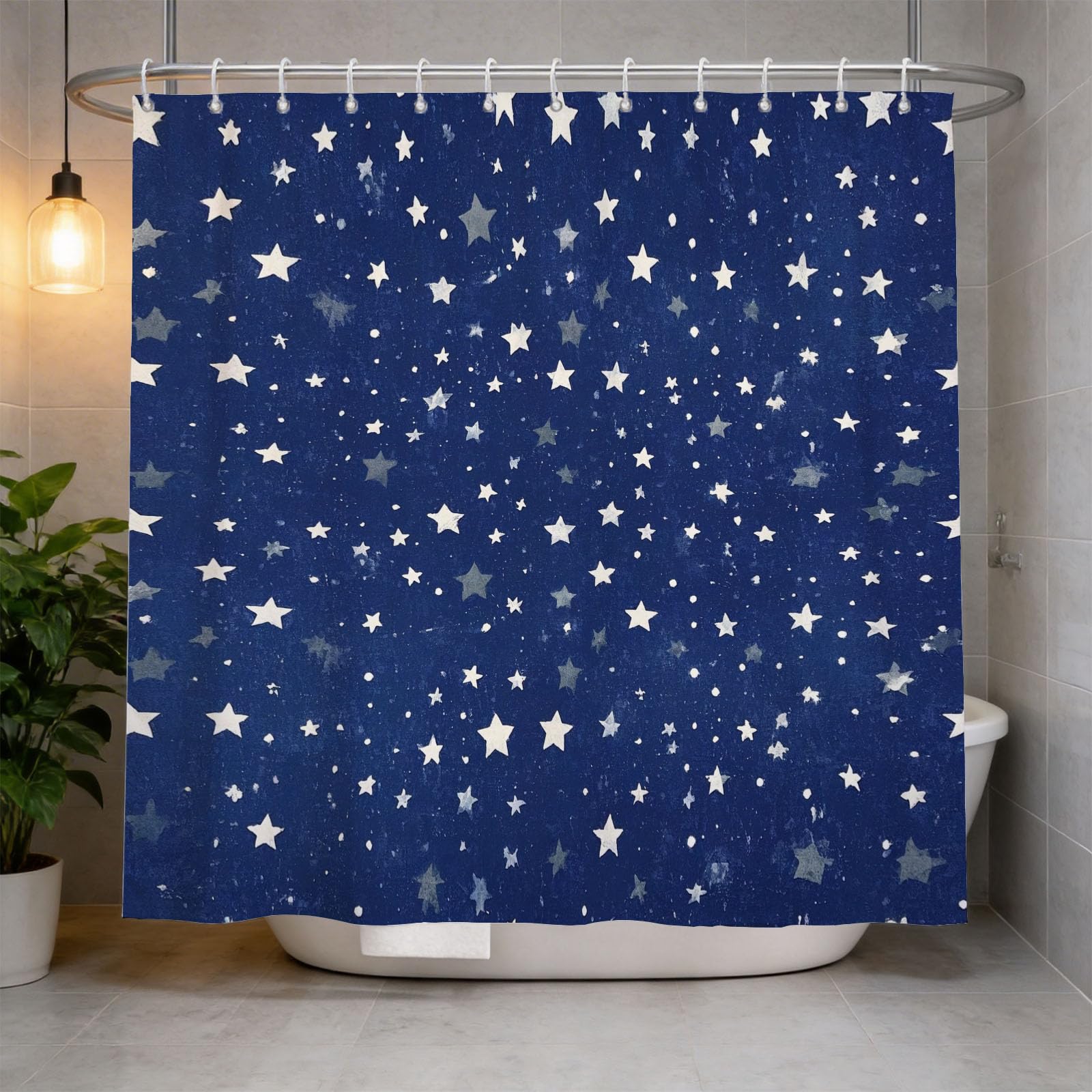 Hongduo 3D Starlight Shower Curtain for Stalls Bathtubs Cartoon Bathroom Decor Shower Curtain Set Polyester Fabric Waterproof 180x200cm/71X79 Inch with Hooks