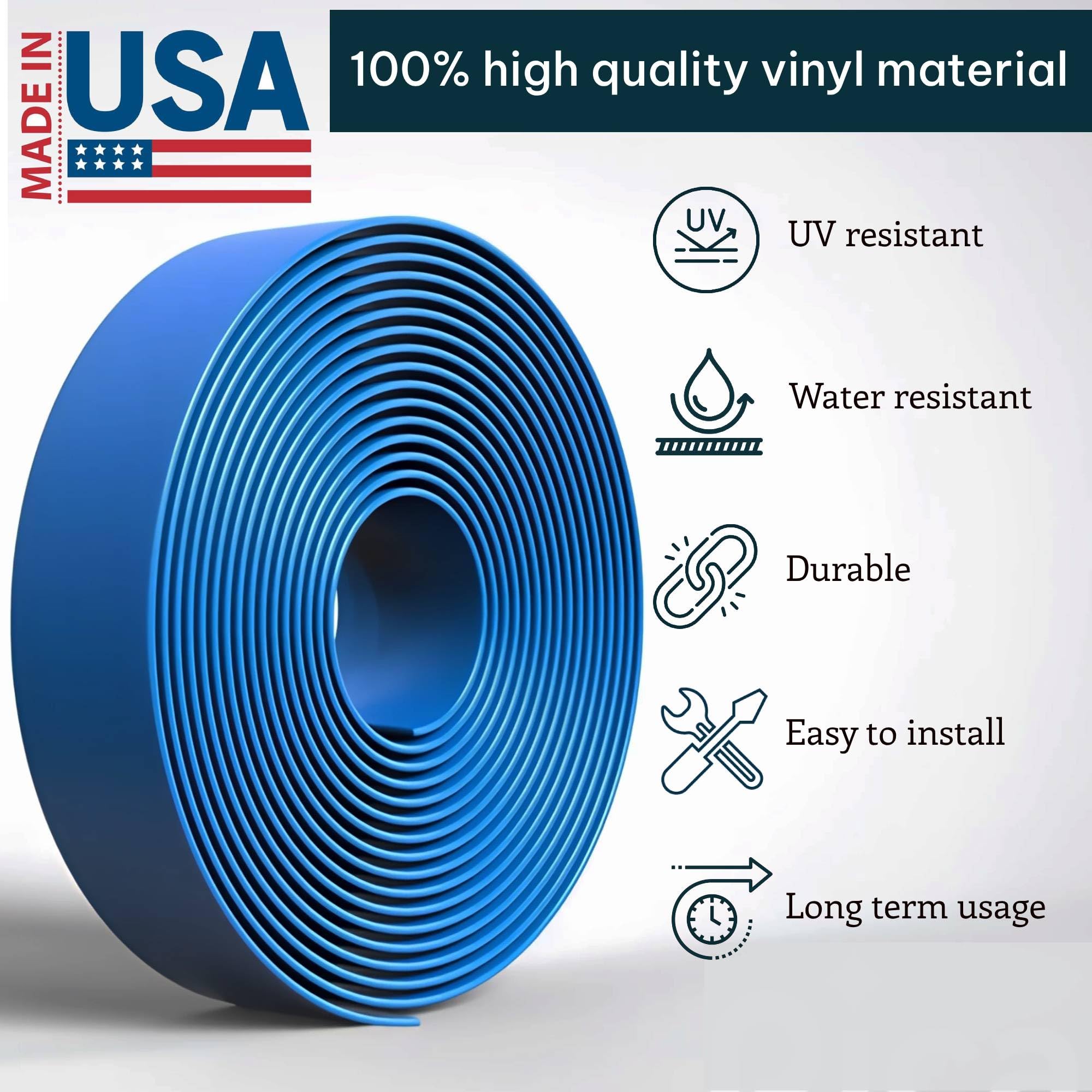 Correa de vinilo para silla de 2 pulgadas de ancho y 100 pies de largo, para patio, césped, jardín, muebles de exterior, acabado mate, color azul rey 2