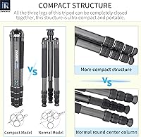 Vista 5 de Trípode de fibra de carbono INNOREL KT324C sin cabeza Trípode de viaje compacto portátil profesional para cámara digital DSLR Soporte de soporte