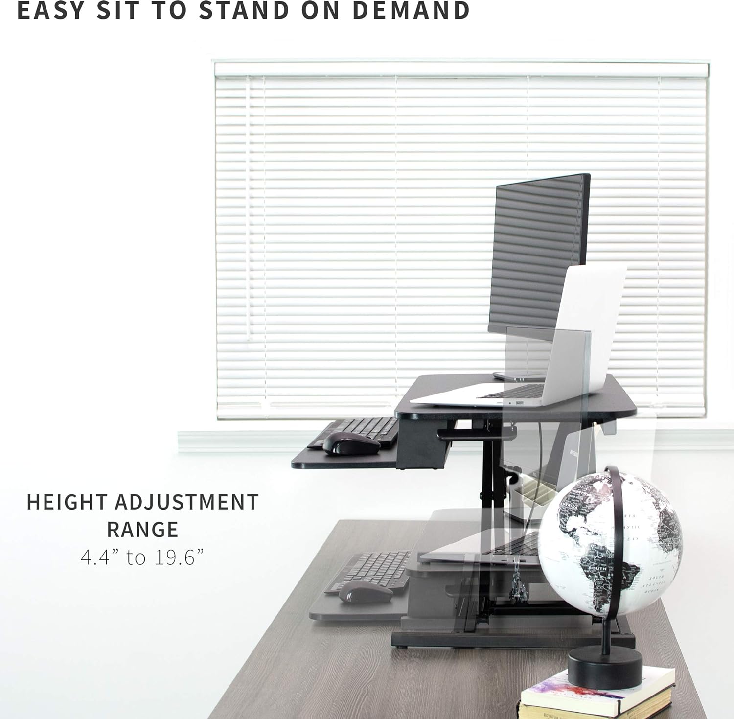 VIVO Height Adjustable 32 inch Stand Up Desk Converter, Quick Sit to Stand Tabletop Dual Monitor Riser Workstation, Black, DESK-V000S : Office Products