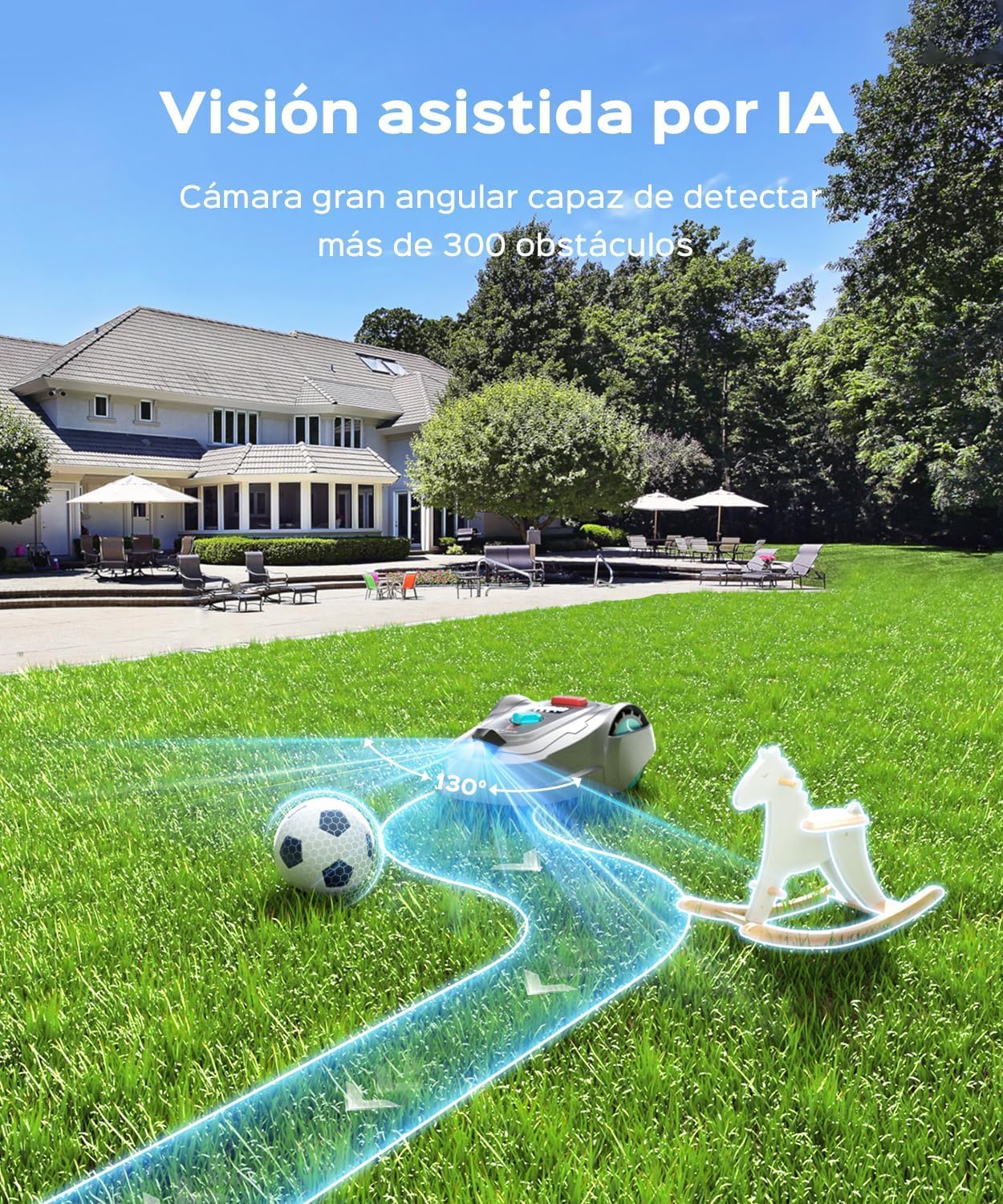 YARDCARE M800Plus Robot Cortacesped sin cable perimetral,máx. 800 m²,posicionamiento GPS + visión IA, trayectorias en U,robot cortacésped sin cable con App,carga automática,detección de 150 obstáculos