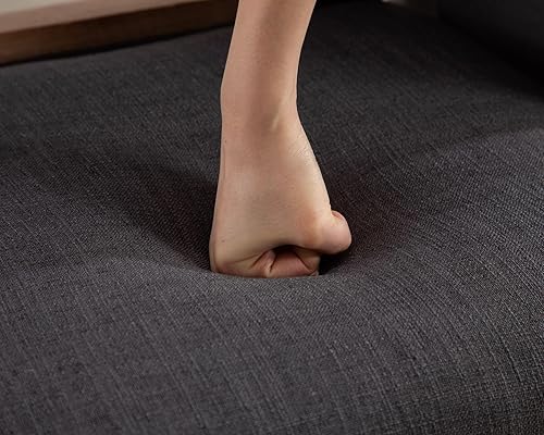 Miniatura 6 de Juego de 2 sillas de comedor decorativas de lino, modernas sillas de cocina tapizadas Parsons con respaldo alto abierto, cómodas sillas de comedor