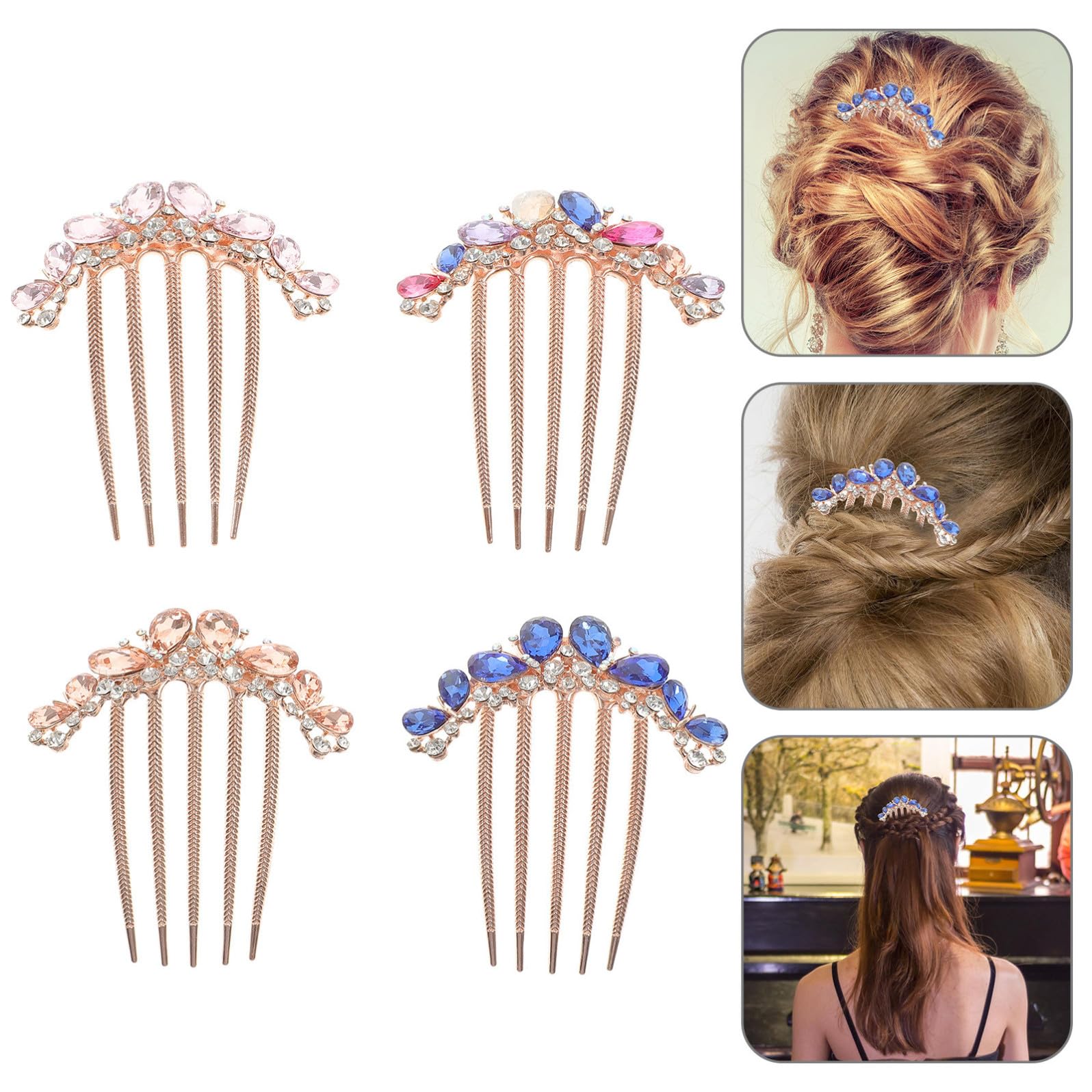 Healeved 12pièces Peigne à Cheveux Strass Accessoires Décoratifs Pour Femmes Peignes à Insérer Élégants Pour Occasions Spéciales Quotidien