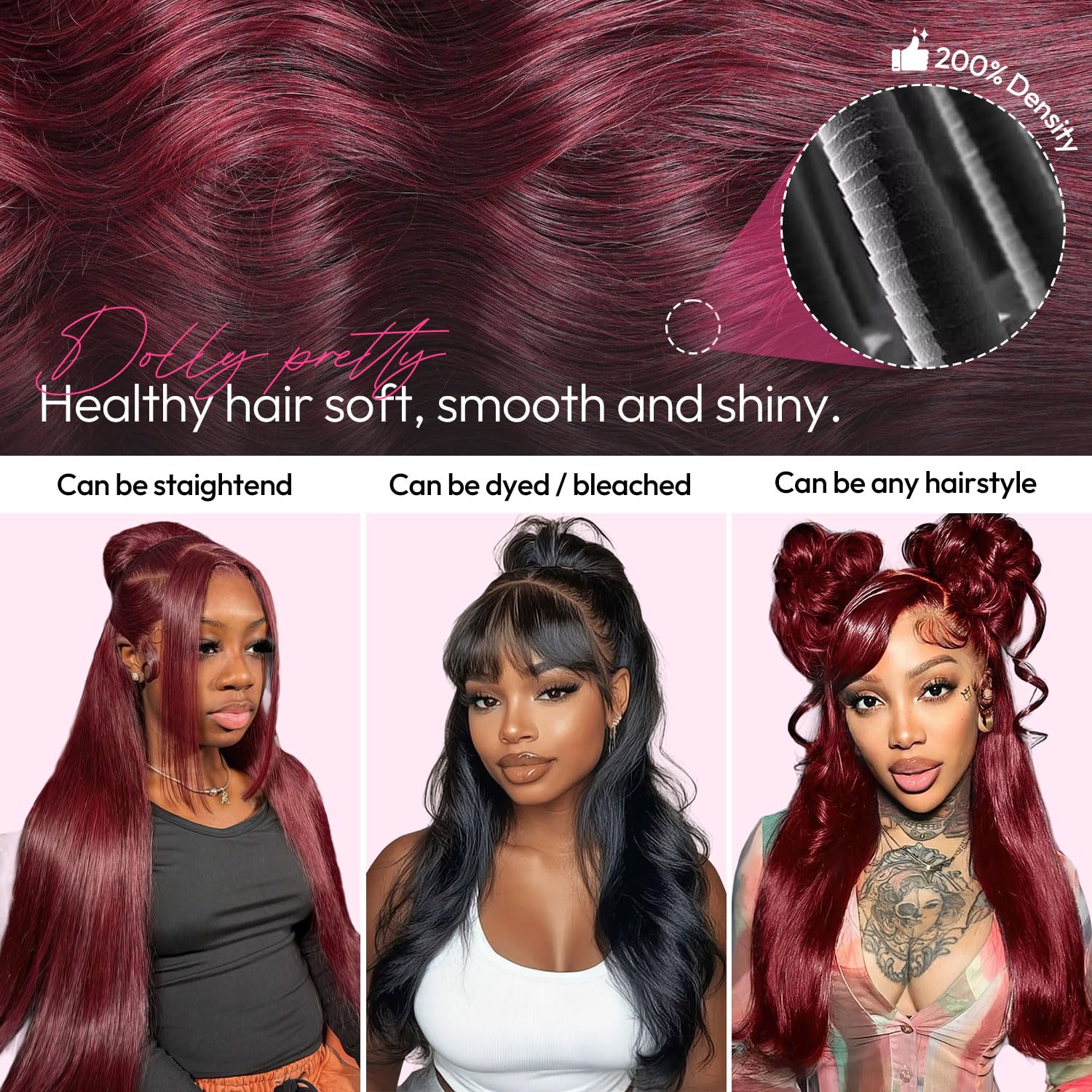 30 Inch 13x6 99j Burgundy Wig Human Hair 200% Density Hd Body Wave Lace Front Glueless Red Wigs Human Hair