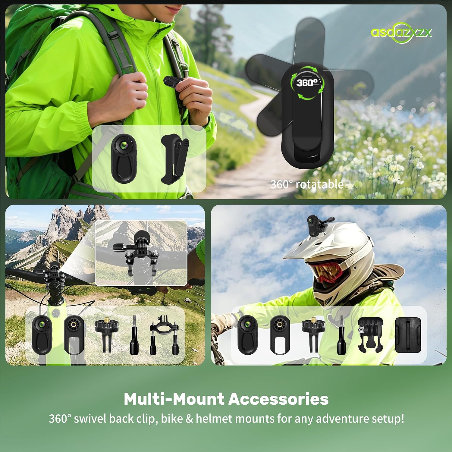 Mini Body Camera 1080P, 2026 Improved Design Action Camera with 0.85'' Display Screen, Motorcycle Helmet Cameras, Wearable Sports POV Camera, Video/Photo, 120° Wide-Angle, Multiple Accessories