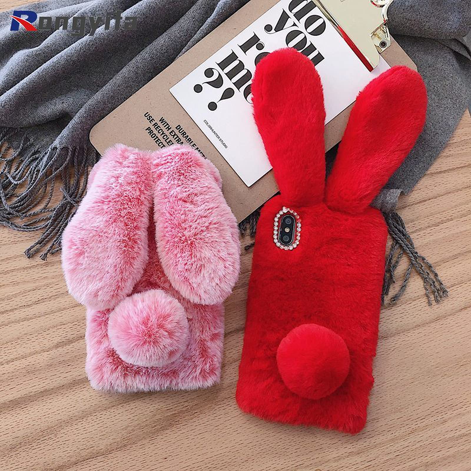 Amazon.co.jp: For iPhone用ぬいぐるみファーラビットソフトケース1312