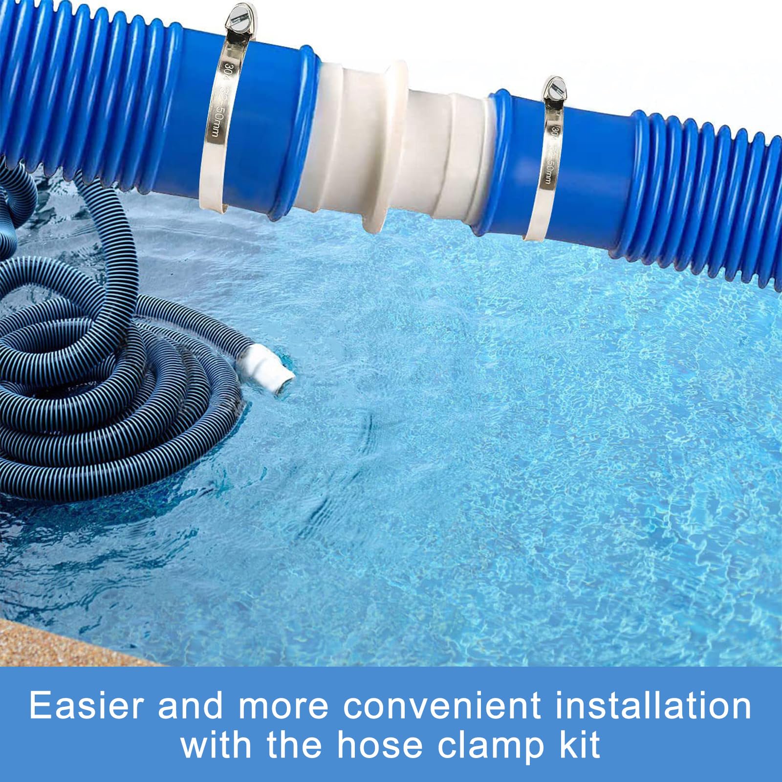 4 Connettori Per Tubo Piscina + 8 Fascette – Adattatore Doppio Beccuccio 32-38 Mm – Raccordo Universale
