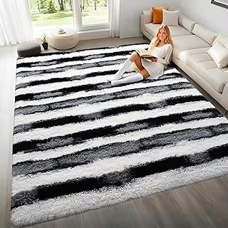 8x10 Feet Area Rugs for Living Room Bedroom,Black and White Machine Wash...