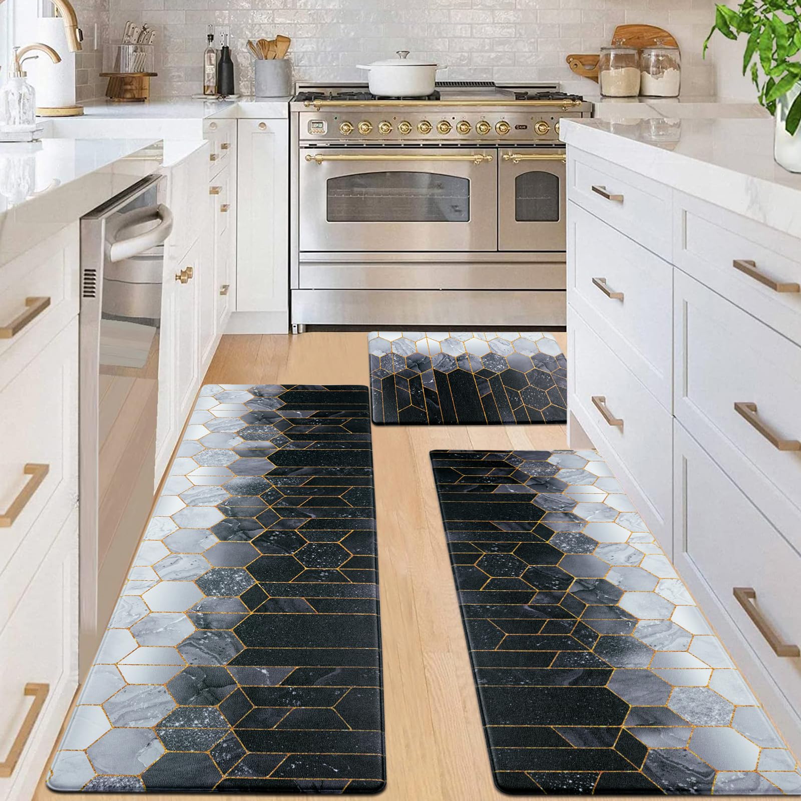 Tapetes de cocina antideslizantes Likiyol: alfombras lavables con diseño de mármol moderno