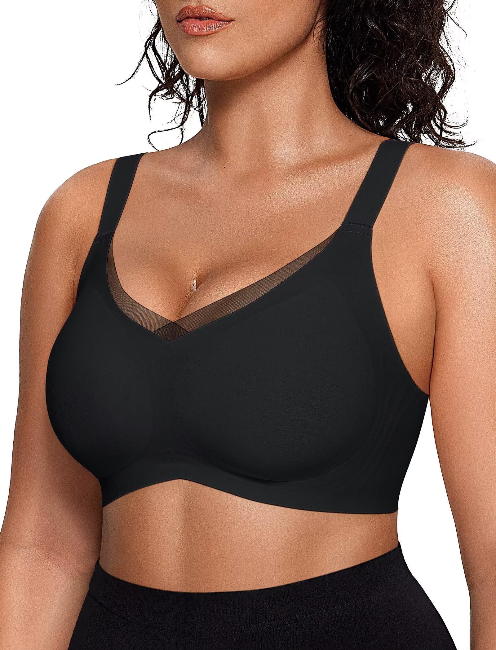 VertvieWireless Bras for Women No Underwire Supportive Mesh Crossover Bra Seamless Push Up Full Coverage Everyday BralettesOEKO-TEX STANDARD 100
