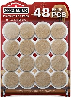 Chair Pads Floor Protectors X-PROTECTOR 48 PCS - Felt Furniture Pads - Premium Chair Feet Protectors - Huge Quantity Floor Protector Pads - Protect Wood Floors with Chair Leg Floor Protector!
