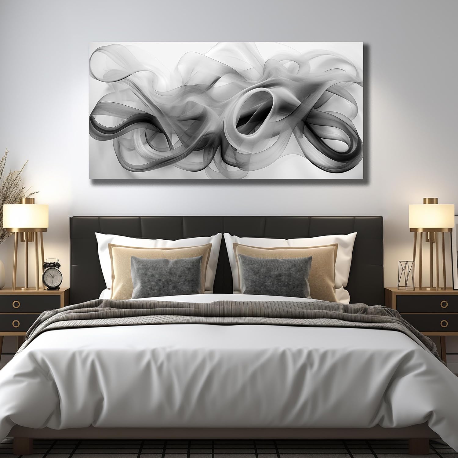 JuhaiArt White Canvas Wall Decorations Black Wall Art Large Abstract Canvas Wall Art for Living Room Poster Picture for Home Office 29"x 59" - Image 3
