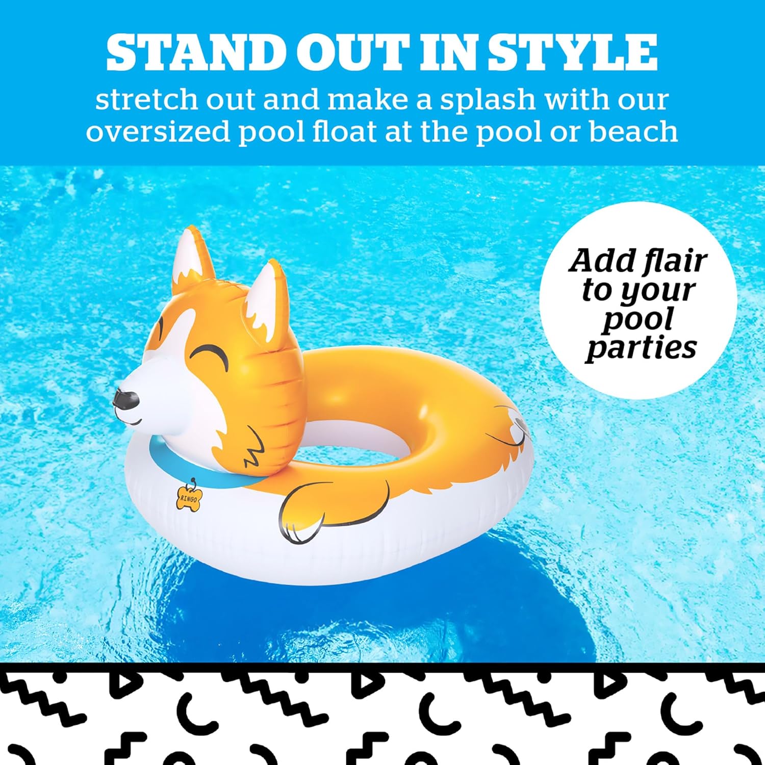 Giant Corgi Pool Float, Large Inflatable Animal Ride-in, Novelty Pool Party Lounger for Outdoor Summer Fun
