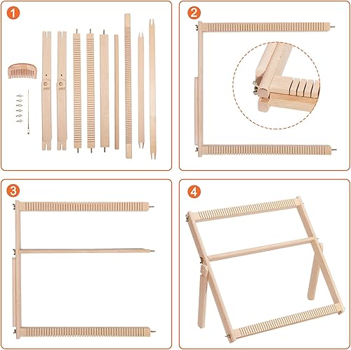 Miniatura 3 de WILLOWDALE Telar de Tejer, Kit de Telar de Madera de 16.5" L x 15.7" W, Telar de Tapicería para Arte de Tejido Creativo DIY y Manualidades, Ideal