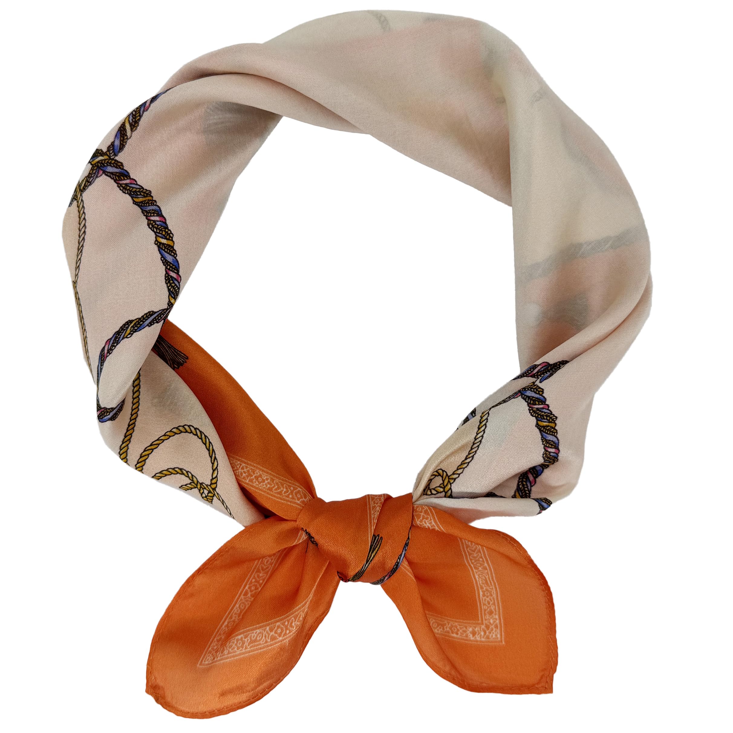 Lsharon Silk Unisex Orange 100% Mulberry Silk Scarf Lightweight Neck Scarf - 53X53cm - Digital Printed Small Square Wraps Pure Silk Scarves Natural Silk Neckerchief Headscarf Gift For Women Men (Orange)