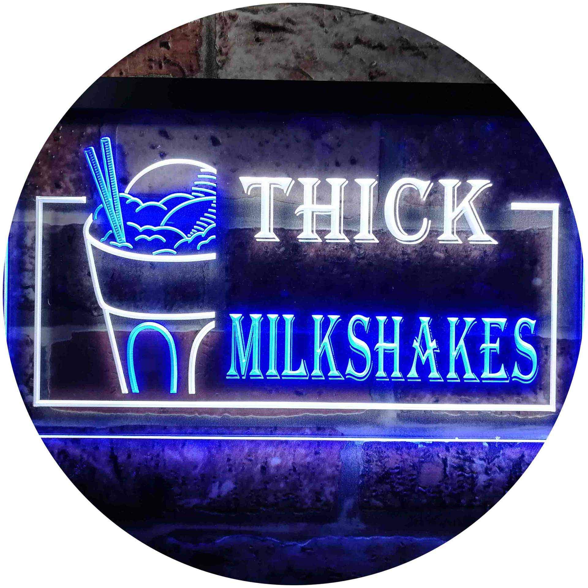 ADVPRO Thick Milkshakes Shop Dual Color LED Neon Sign White & Blue 300 x 210mm st6s32-i0210-wb