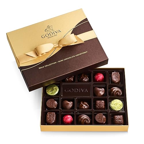 Godiva Chocolatier Gourmet Chocolate Gift Box โ 18-Piece Assorted Chocolates for Birthday, Anniversary, Congratulations,โ Dark Chocolate Candy Assortment with Praline, Caramel, Ganache - Dark Chocolate - 18 Pieces