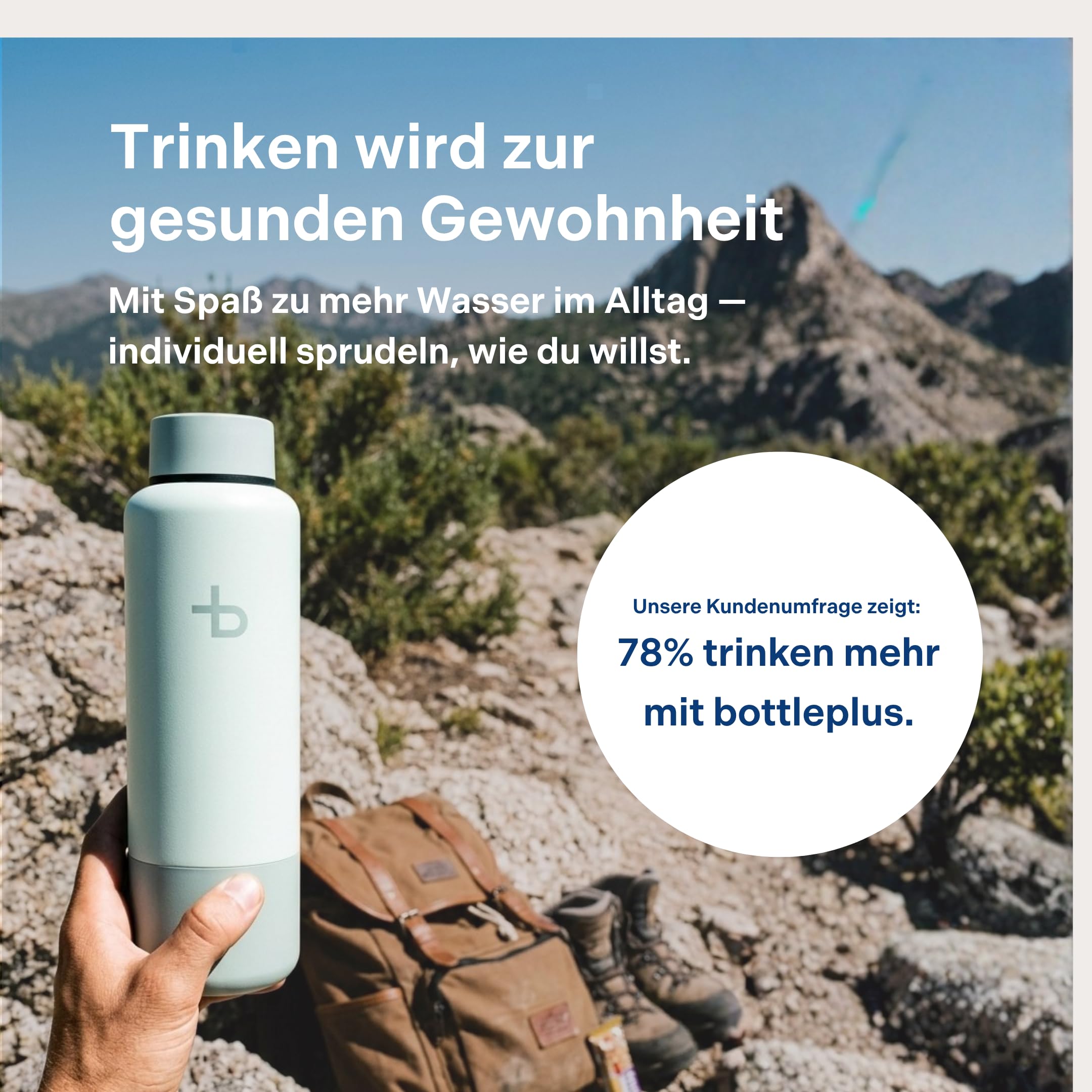 Portabler Wassersprudler To Go | Auffüllstation + 600ml Edelstahlflasche | bis 6L Sprudelwasser unterwegs | BPA-frei | kompatibel mit Standard 60L CO2-Zylinder