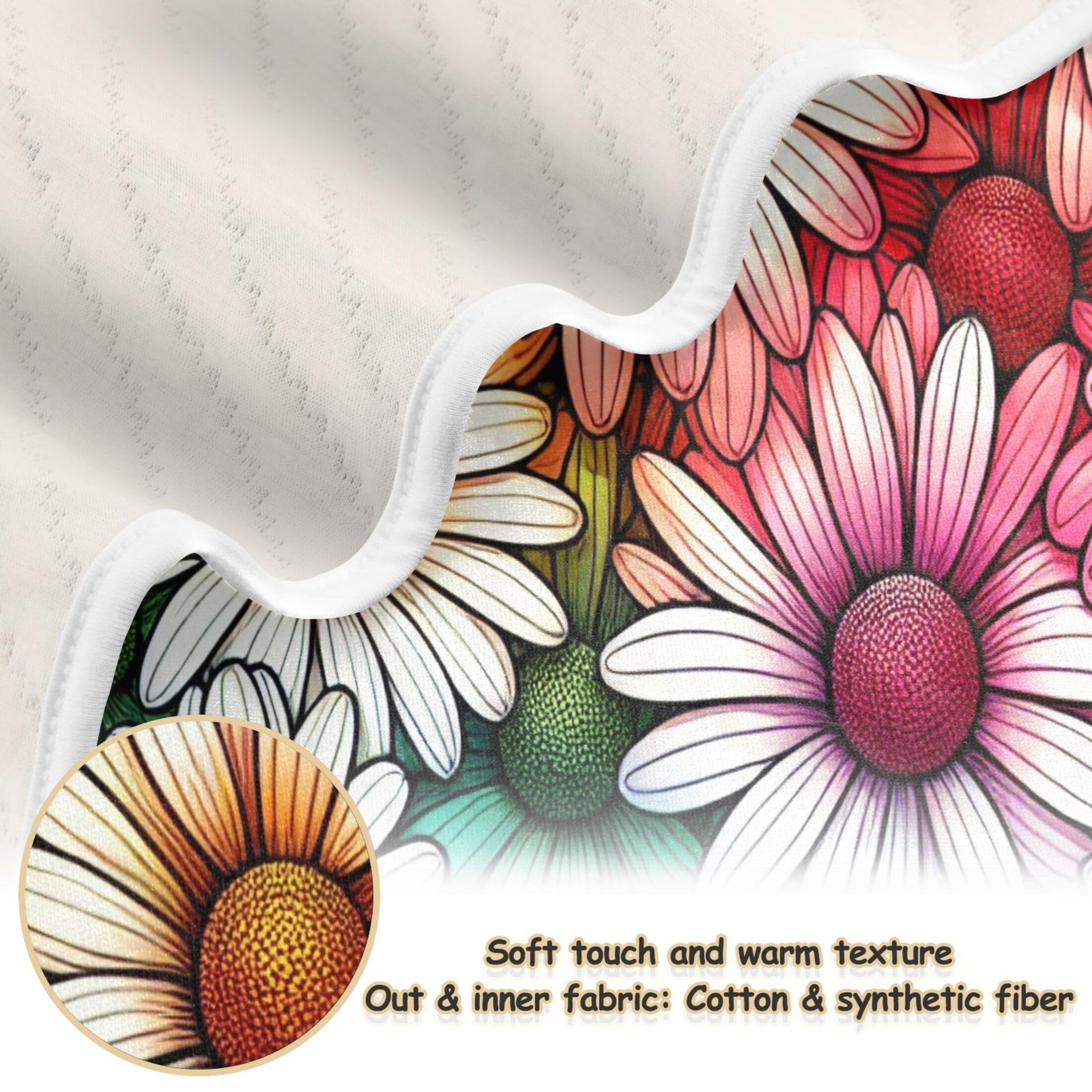 Burbuja Colorful Daisy Flowers Baby Blanket for Boys Girls, Nursery Soft Warm Swaddling Receiving Baby Blankets, 30x40 in Toddler Blanket