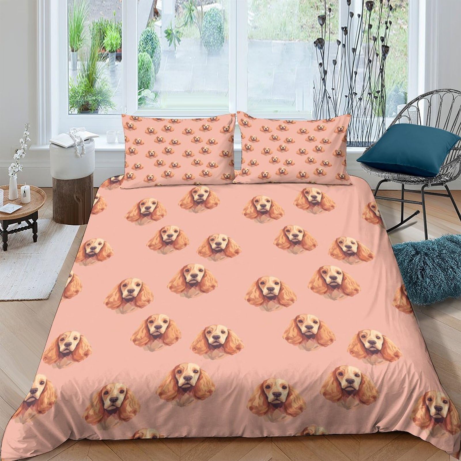 Ctjqhvkz Style-3 3D Printed Cartoon Dog Fitted Sheet Microfiber Soft Peach Pink Cute Puppy Mattress Cover For Bedroom Guest Room Dorm Decor Single（135X200cm）