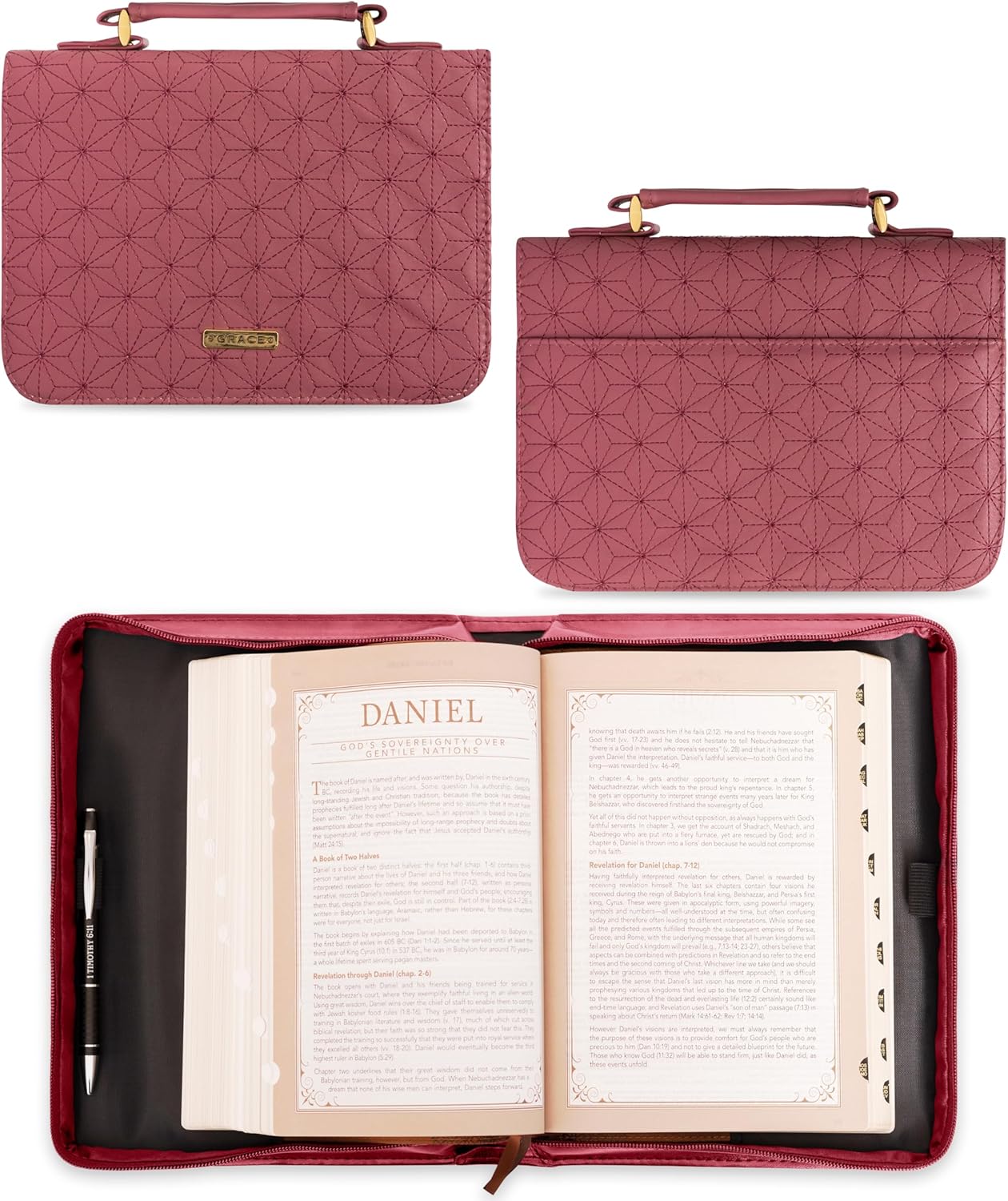 Christian Art Gifts Women's Fashion Bible Cover Grace Dusty Rose, Pink Faux Leather, Medium - Image 2
