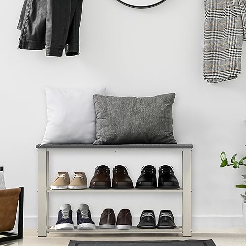 Miniatura 2 de Simple Houseware Banco de almacenamiento de zapatos para entrada, gris