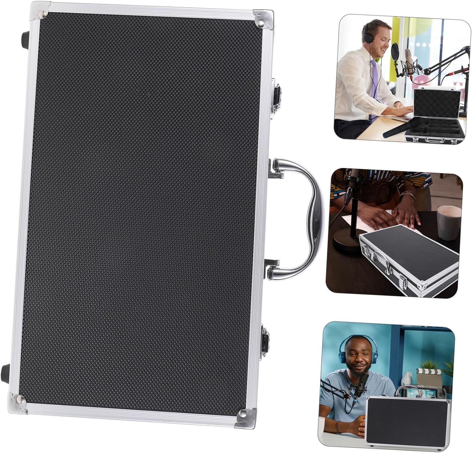 Totority Convenient Microphone Storage Box for Handheld Mics Lightweight Protective Organizer Case for Ktv Karaoke and Travel Holds Microphones Construction