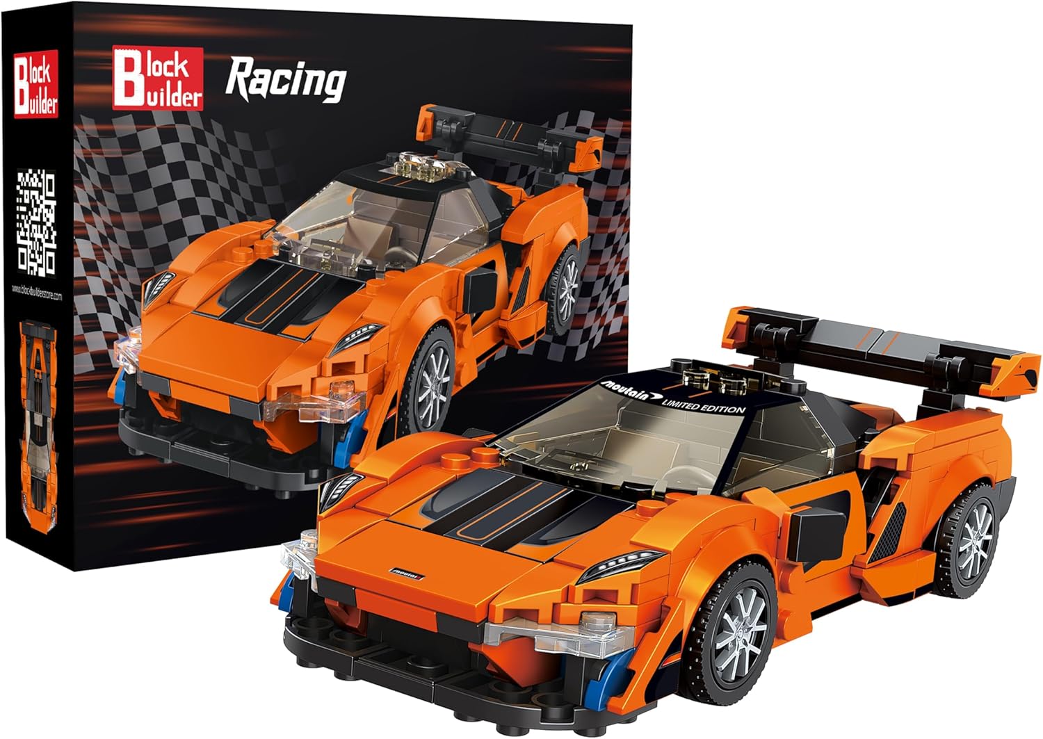 Block Builder McLaren Senna Racing Car Building Block Set. Newly Designed Racing Car Building Blocks for Kids and Adults