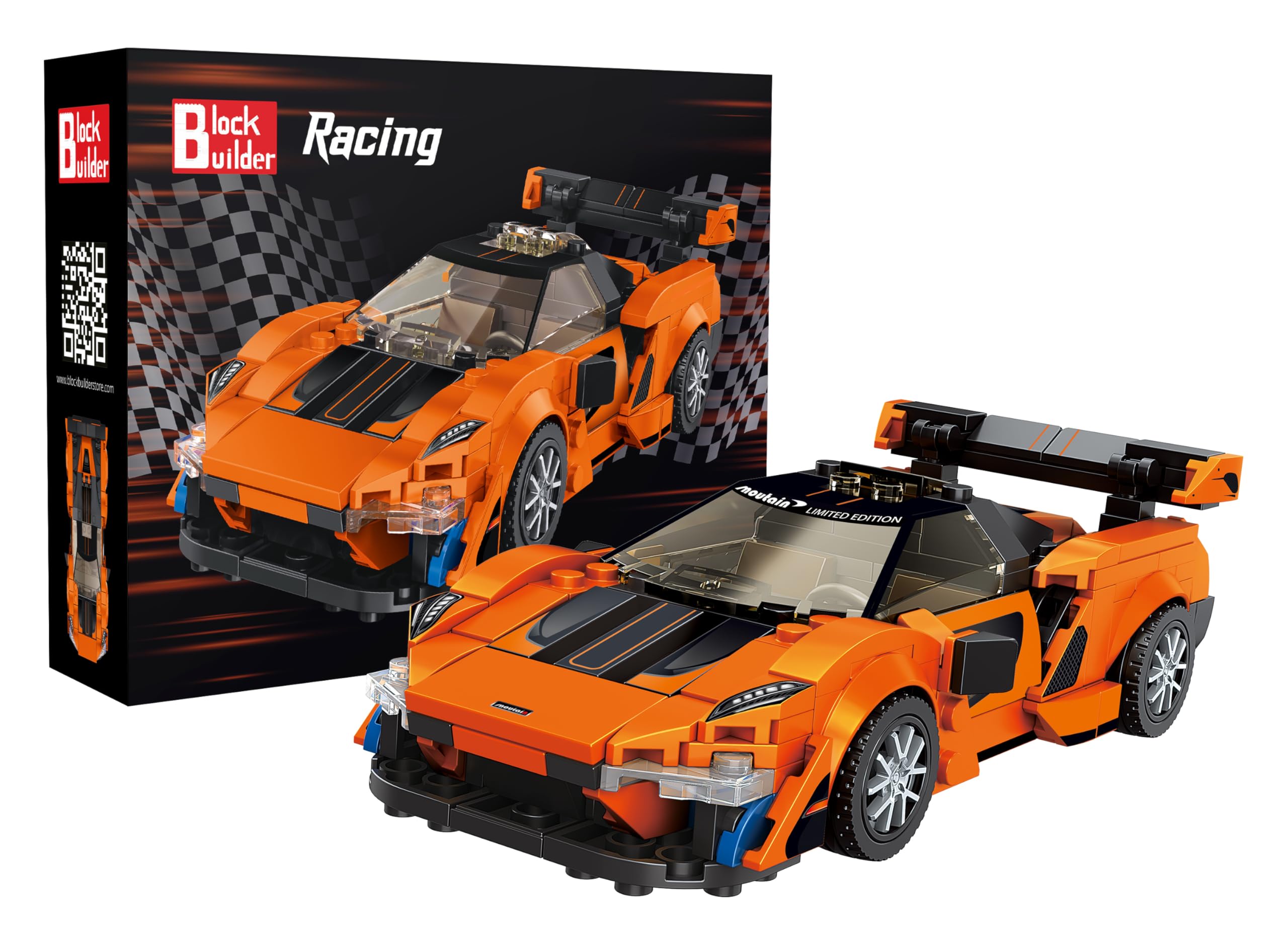 Block Builder McLaren Senna Racing Car Building Block Set. Newly Designed Racing Car Building Blocks for Kids and Adults
