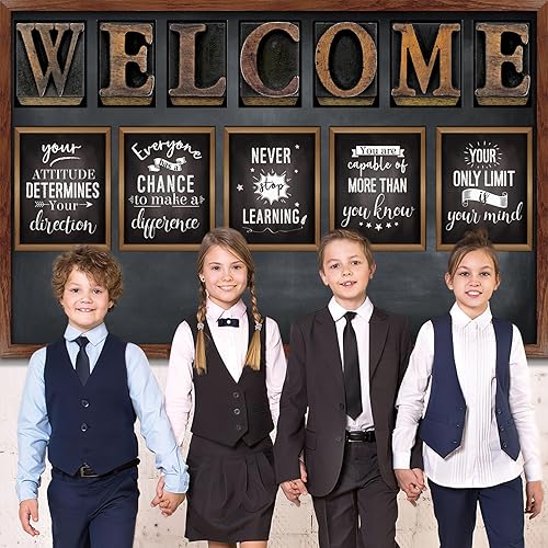 Miniatura 7 de Decoraciones para el aula, 13 pósteres de tablón de anuncios motivacionales industriales elegantes para decoración de aula, póster laminado de