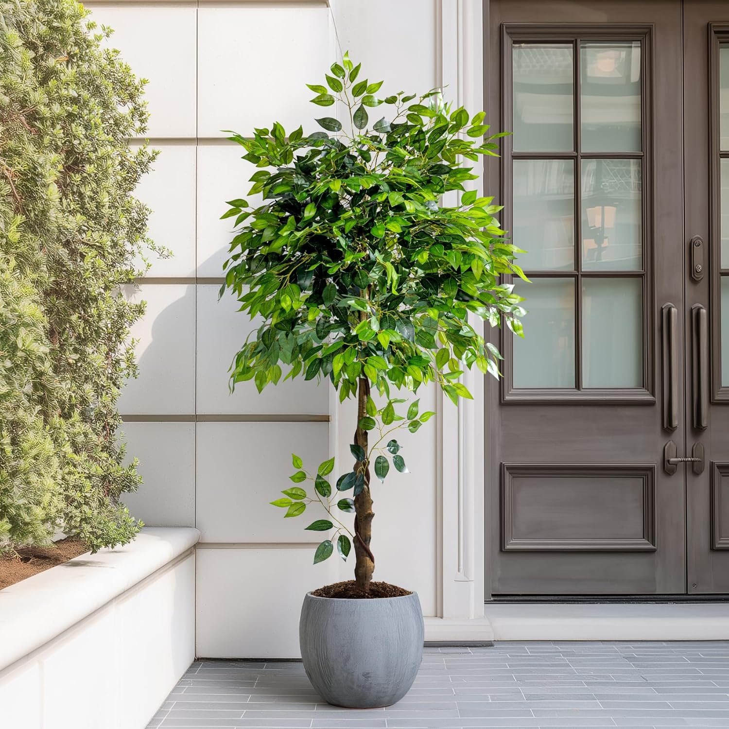 Erimda 5ft Artificial Ficus Tree for Home Decor, Faux Silk Plants Faux Plant Fake Silk Trees with Pot for Indoor House Living Room Office Garden