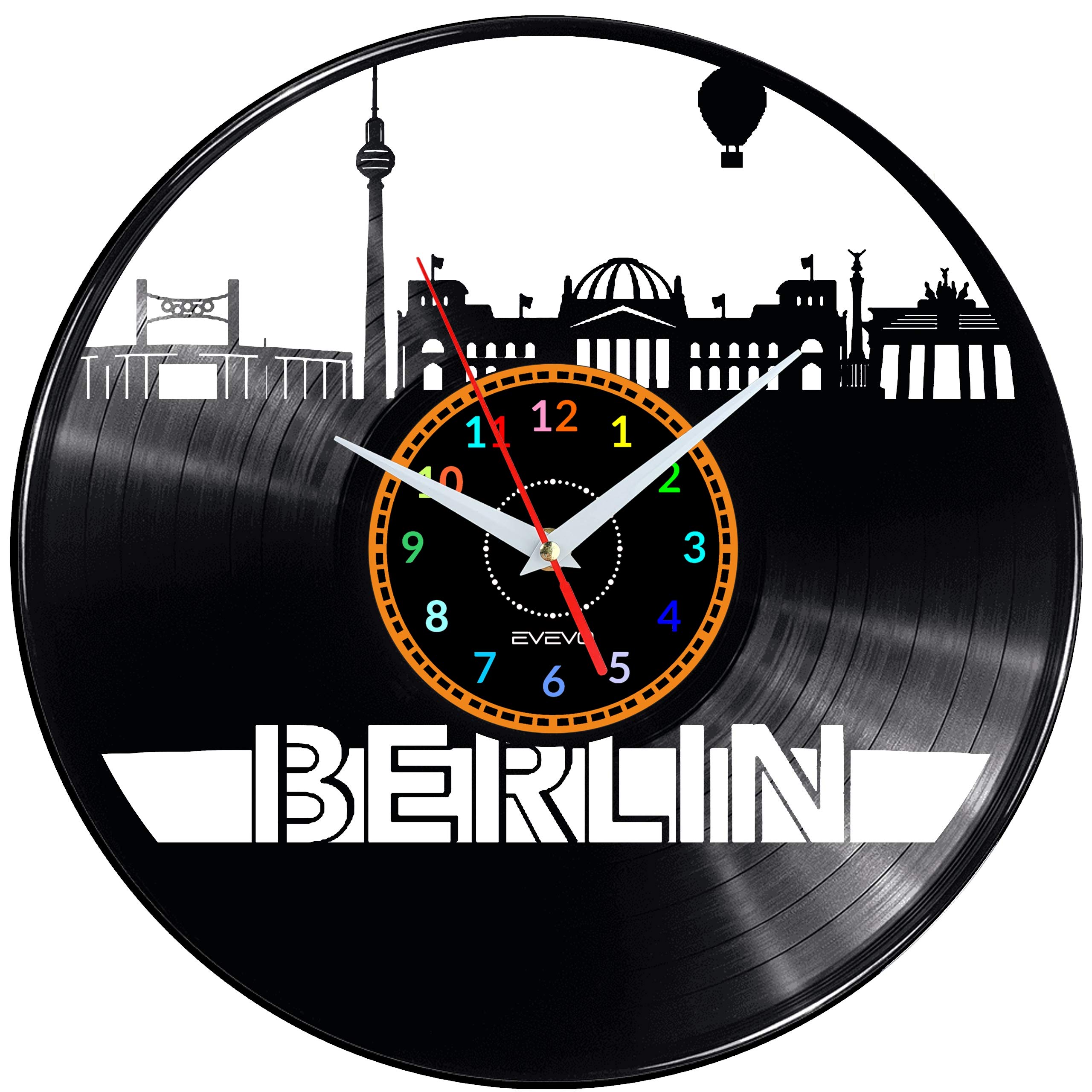 Horloge murale Berlin vinyle cadeau idéal pour passionné d'architecture et de voyage vintage