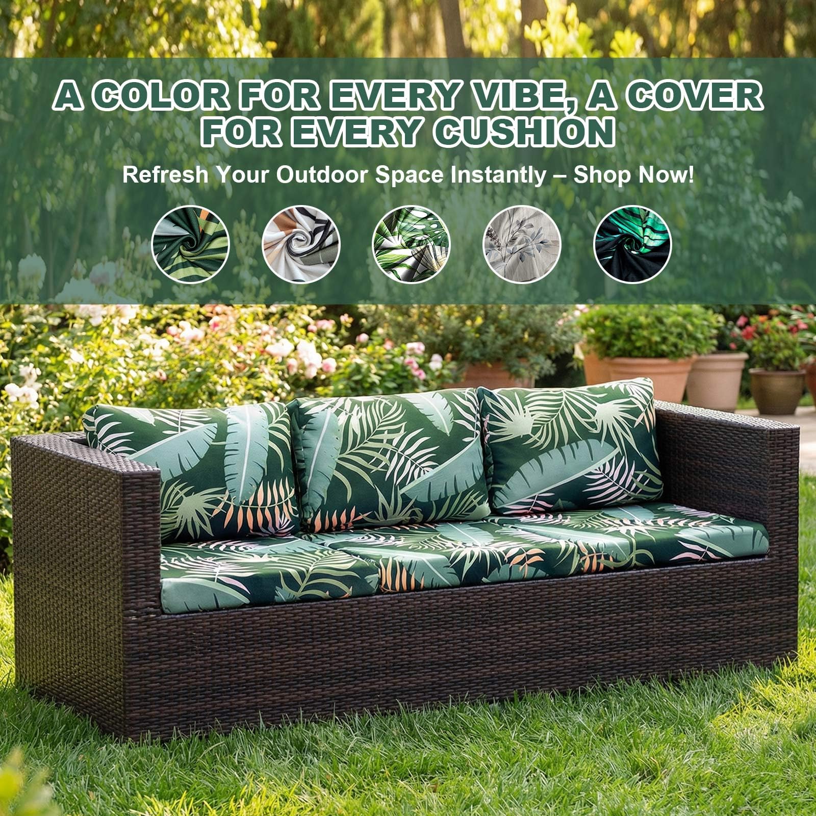 Funda de cojín para sofá de patio al aire libre, fundas elásticas de repuesto para cojines de muebles de patio, fundas de sofá suaves, fundas de asiento flexibles y protectores de silla duraderos (8
