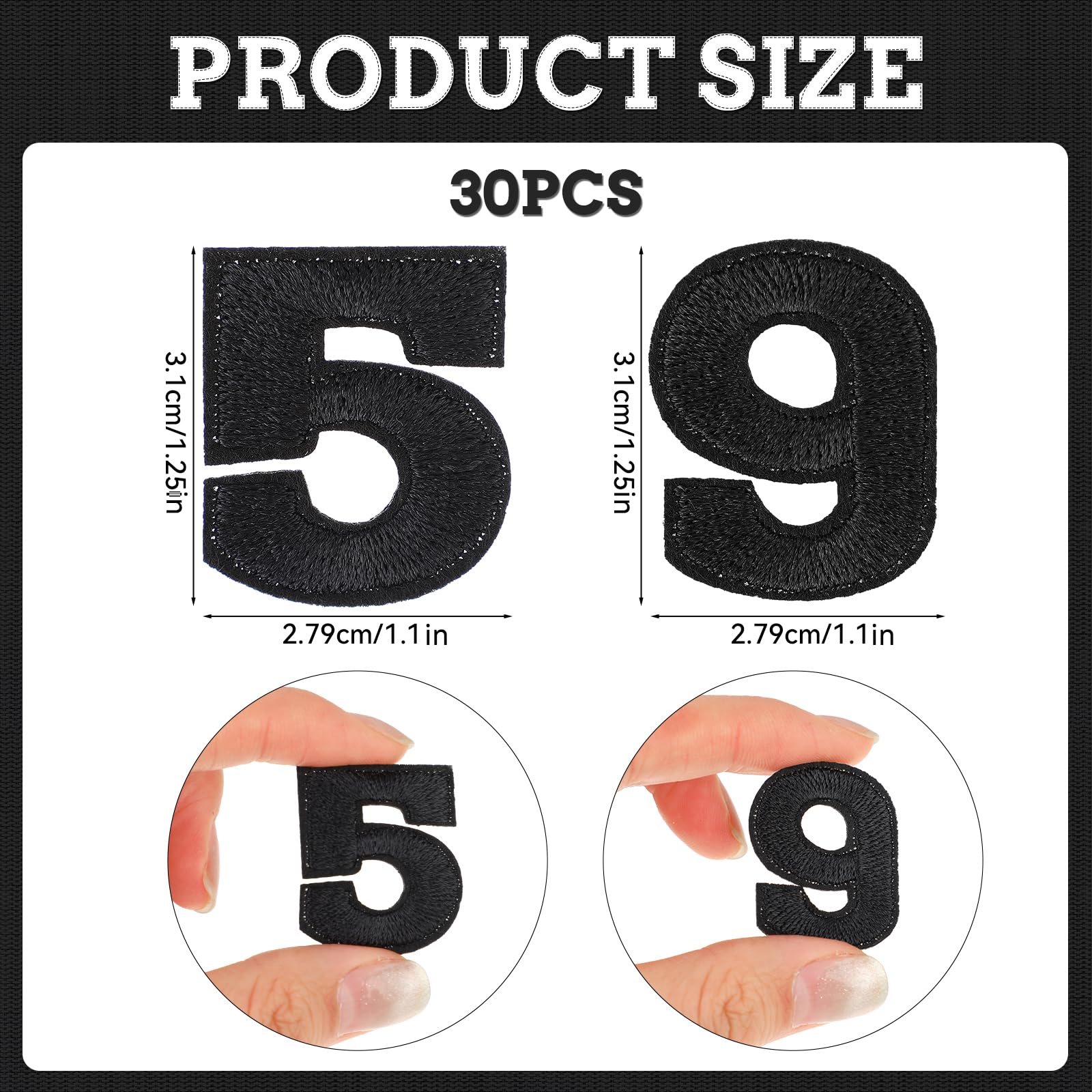 30 Aufbügelzahlen 0–9 – Dekorative Patches Aus Polyester, Je 3,1 X 2,7 Cm, Zum Aufnähen Oder Bügeln