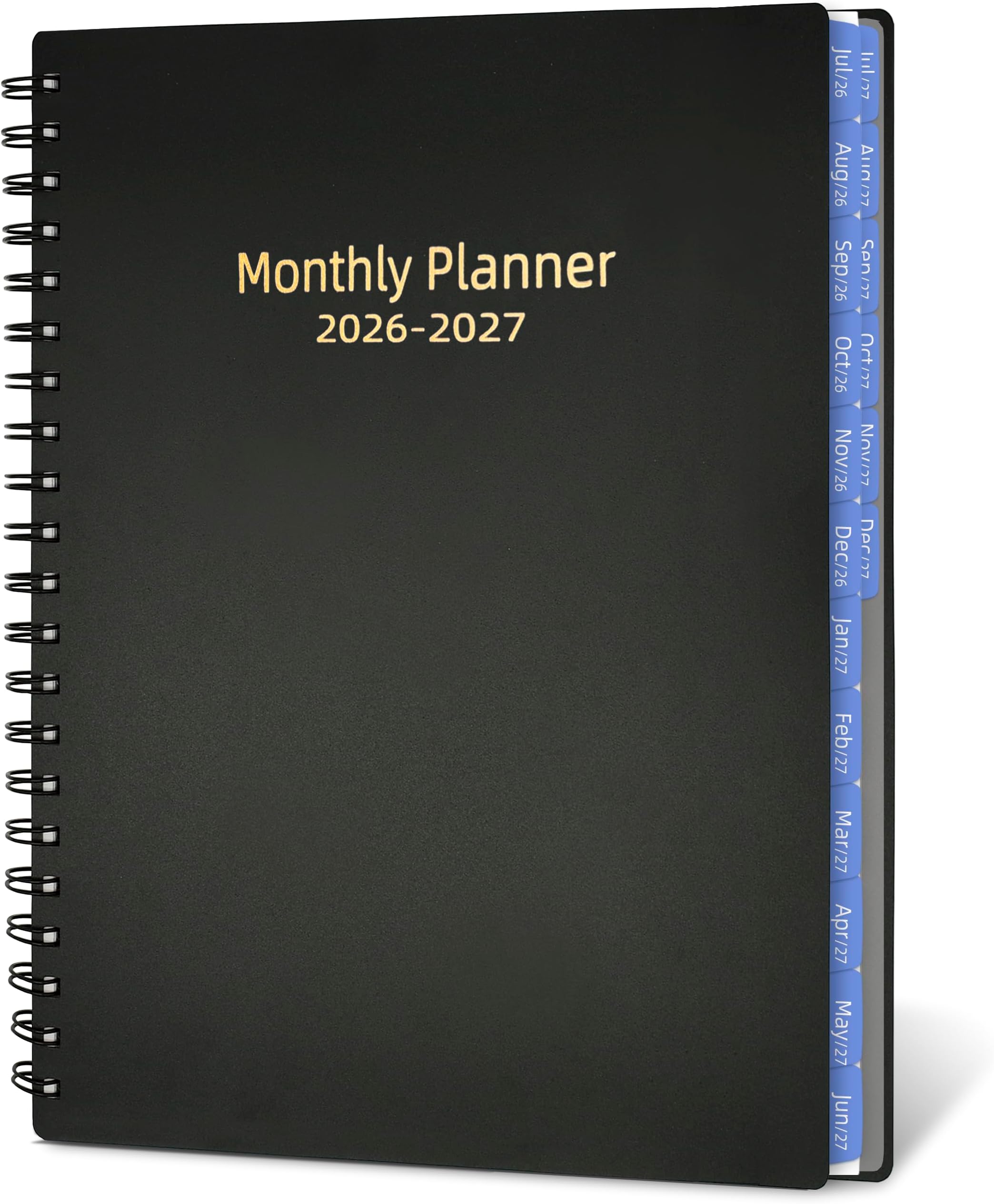 Monthly Planner 2026-2027 (7.4'' x 9.6''), 18 Months Calendar Book from Jul 2026-Dec 2027, 2026 Agenda Planner with Tabs & Pocket, 120GSM Paper, Black