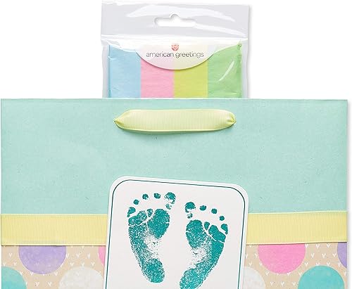 Miniatura 3 de American Greetings Bolsa grande de 13 pulgadas con papel de seda, dedos pequeños (1 bolsa, 8 hojas)