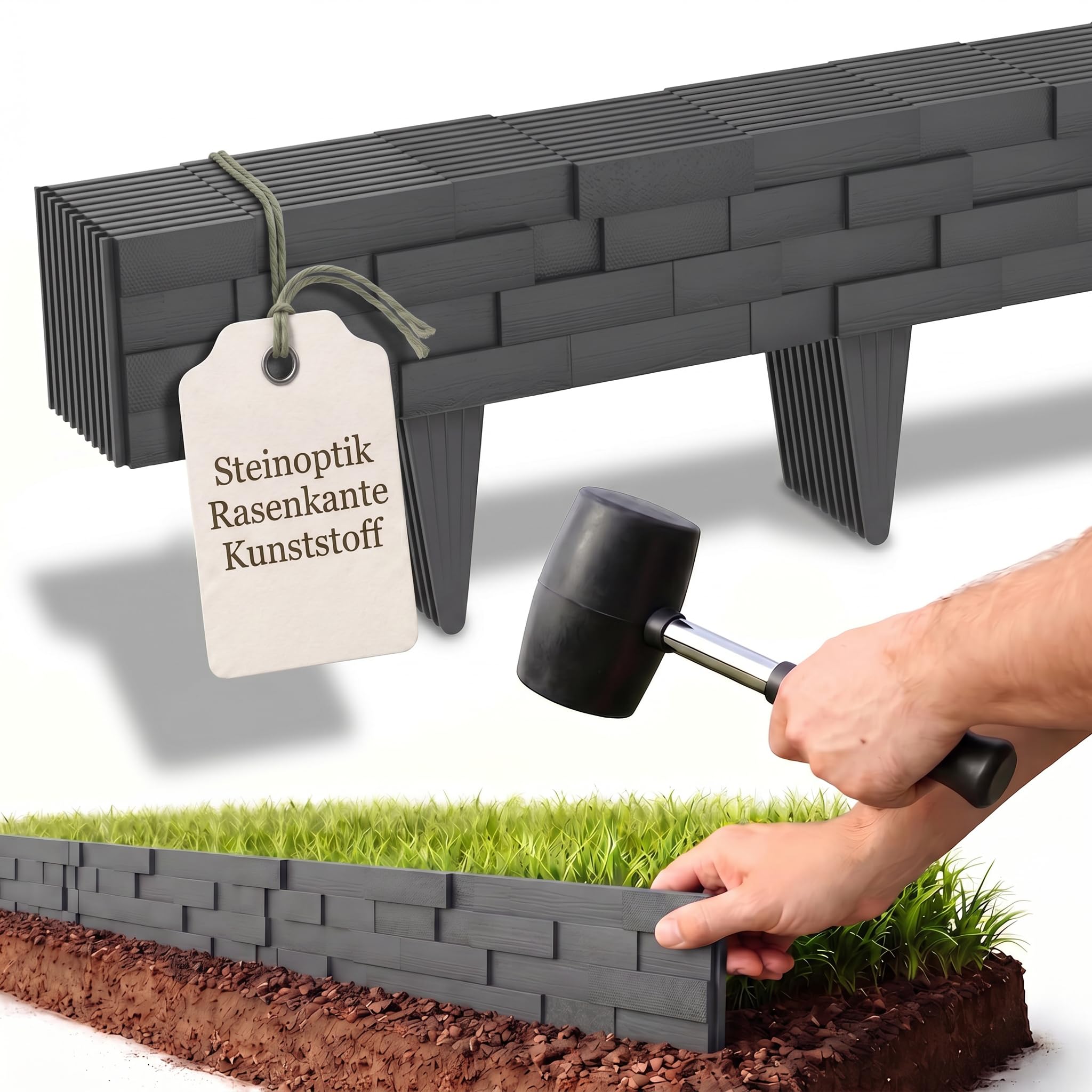 Suusolny Langlebige Beetumrandung Natürliche Steinoptik Gartenpalisade
